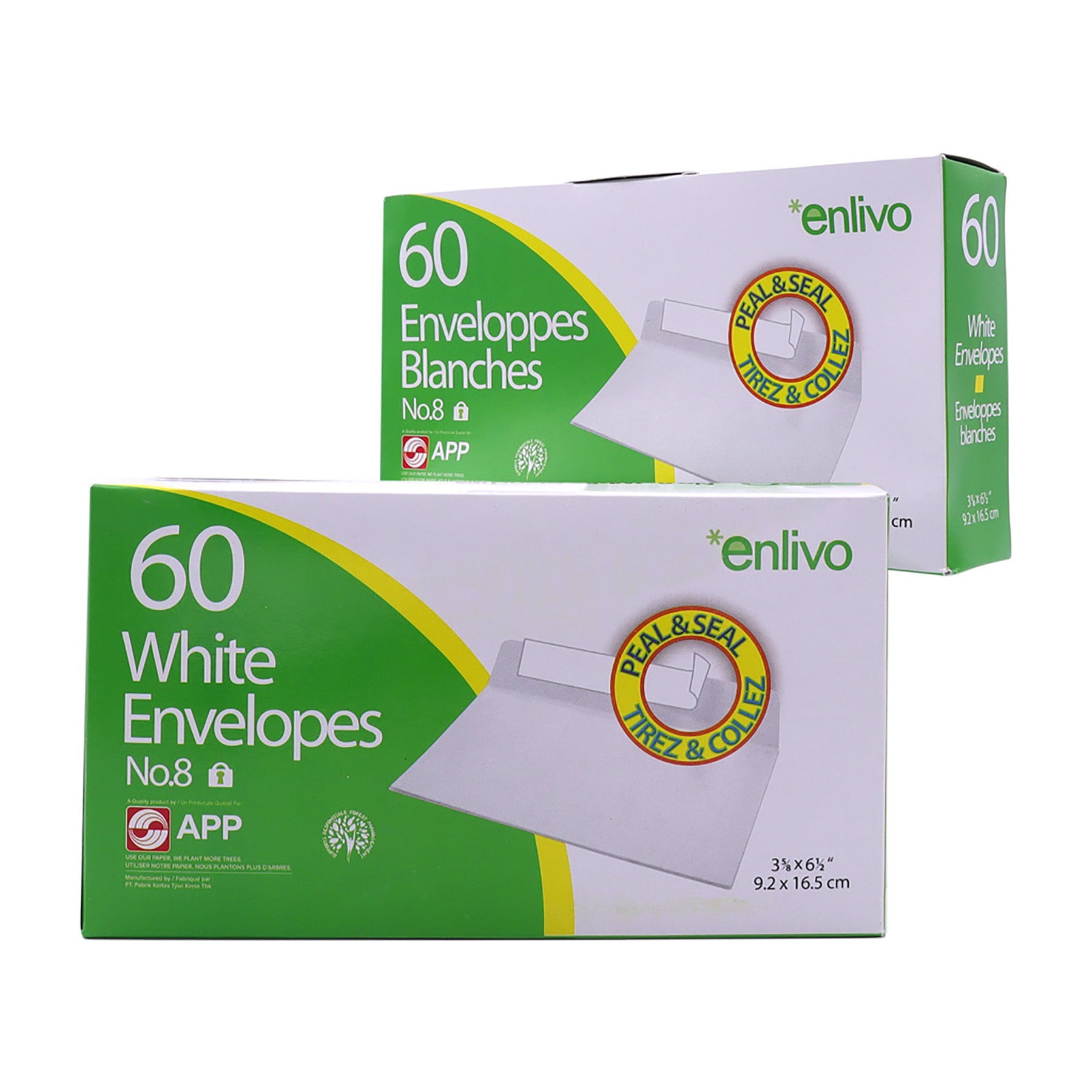 APP 60 White Envelopes Peal & Seal Kraft no 8 3.62x6.5in