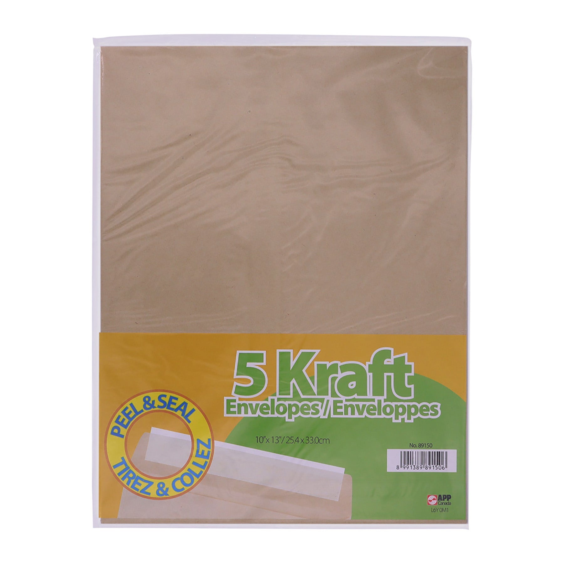 APP 5 Envelopes Peal & Seal Kraft 10x13in