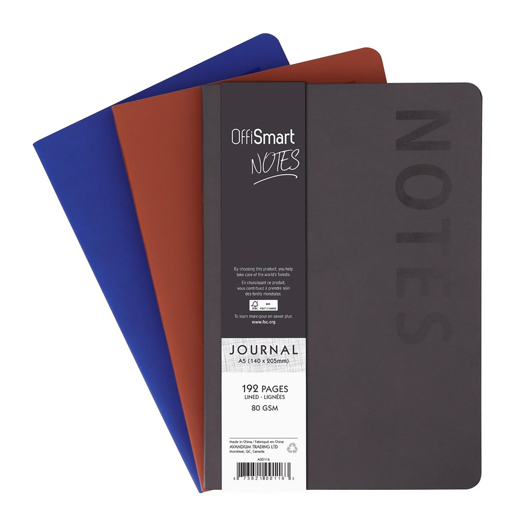 Offismart Soft-Touch Leatherette Notebook A5 192 Lined Pages 5.8x8.3in