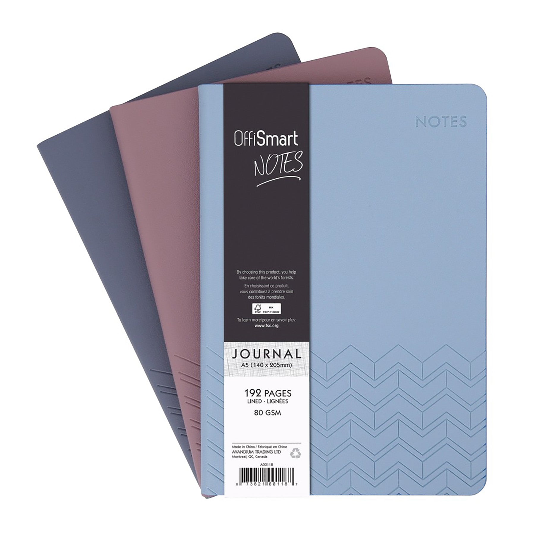 Offismart Soft-Touch Leatherette Notebook A5 192 Lined Pages 5.8x8.3in