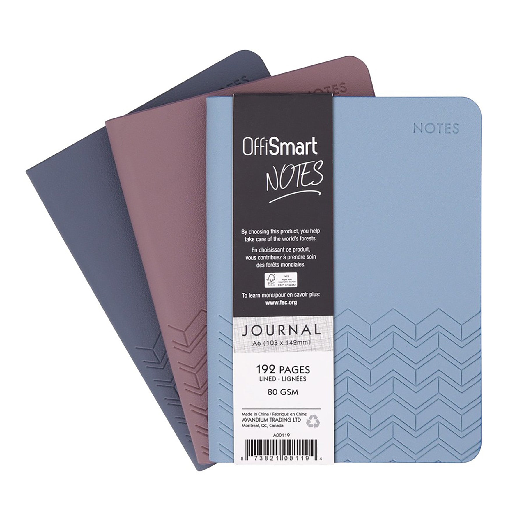Offismart Soft-Touch Leatherette Notebook A6 192 Lined Pages 4x6in