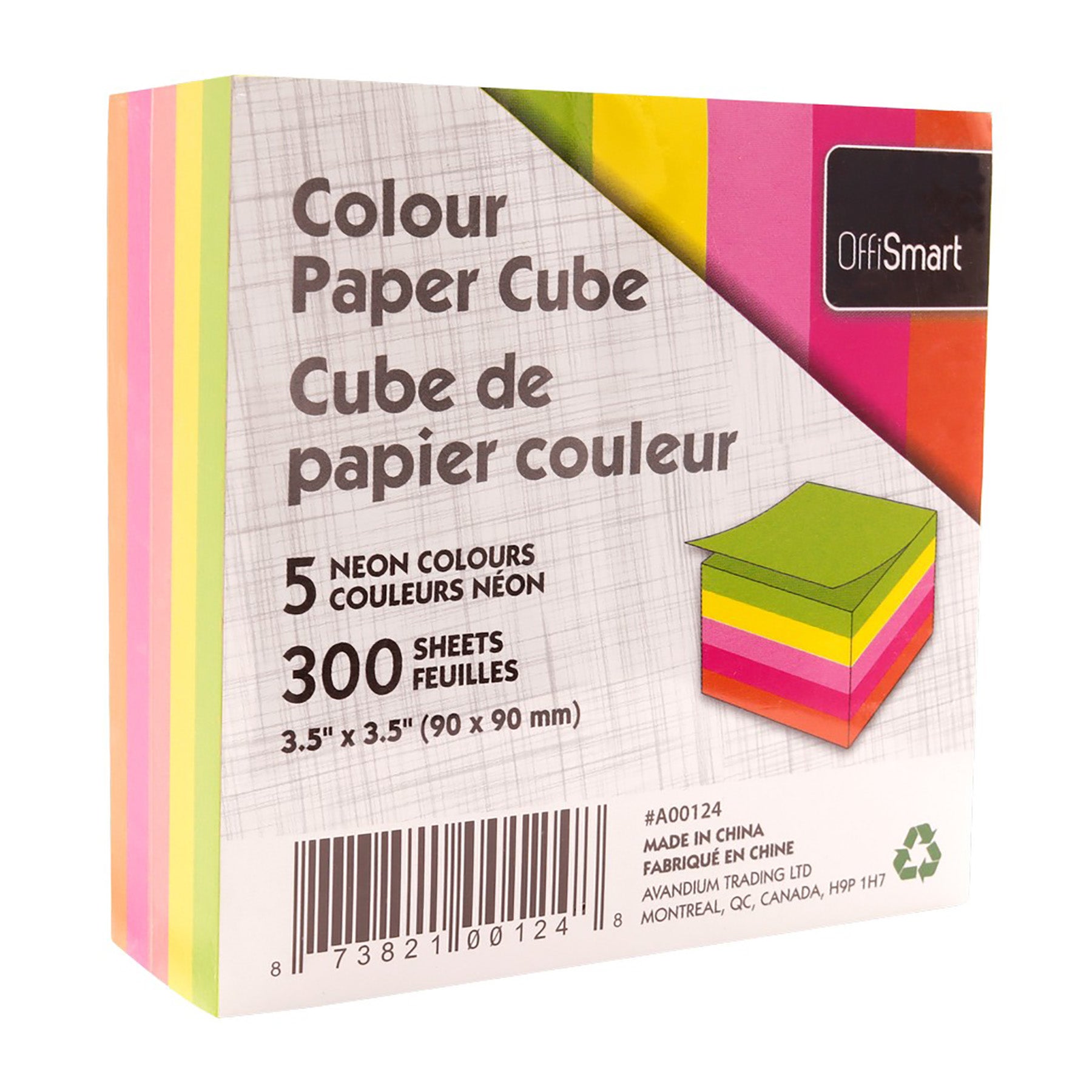 Offismart Paper Cube Neon  300 Sheets 3.5x3.5in