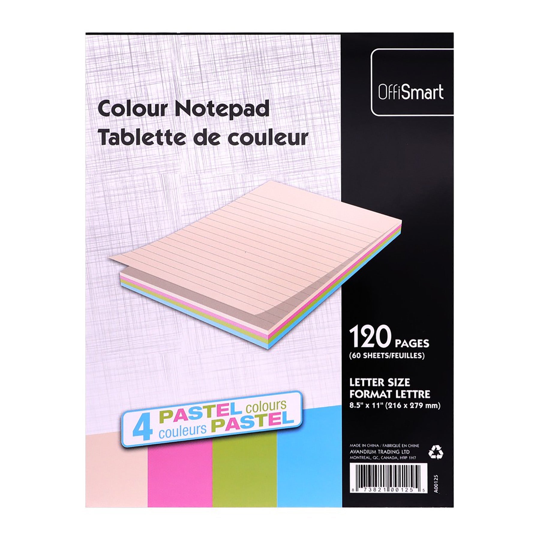 Offismart Writing Pad Pastel 120 Lined Pages 8.5x11in