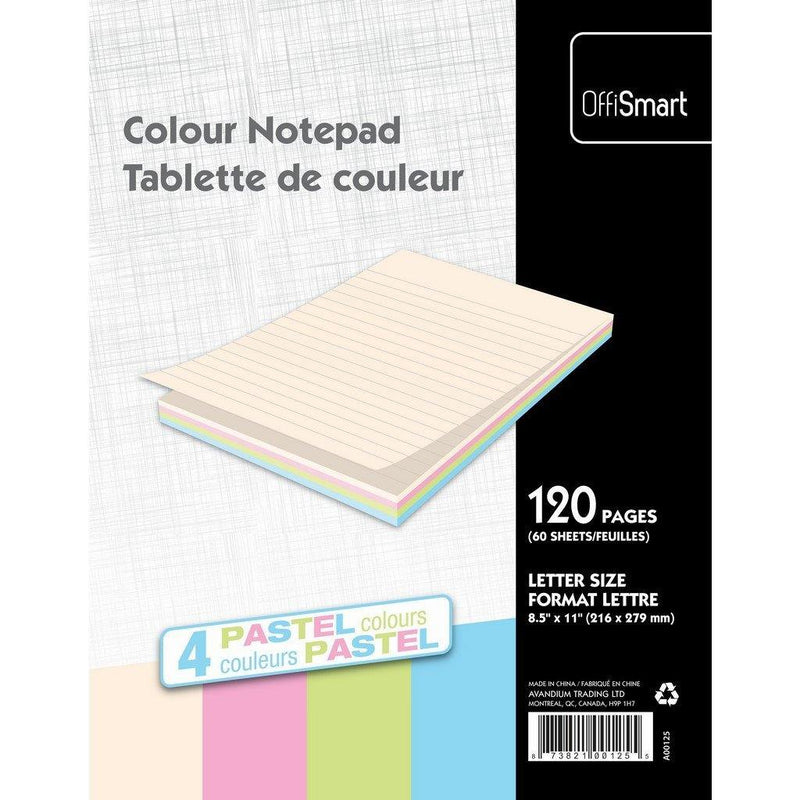 Pastel Writing Pad Ruled 8.5X11 120Pg - Dollar Max Dépôt