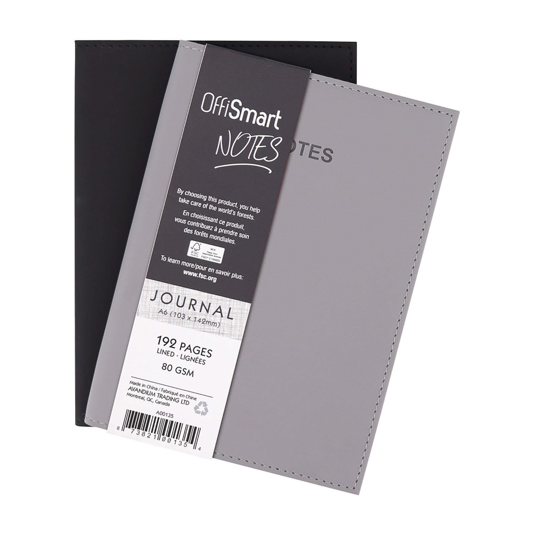 Offismart Leatherette Notebook A6 192 Lined Pages 4x6in