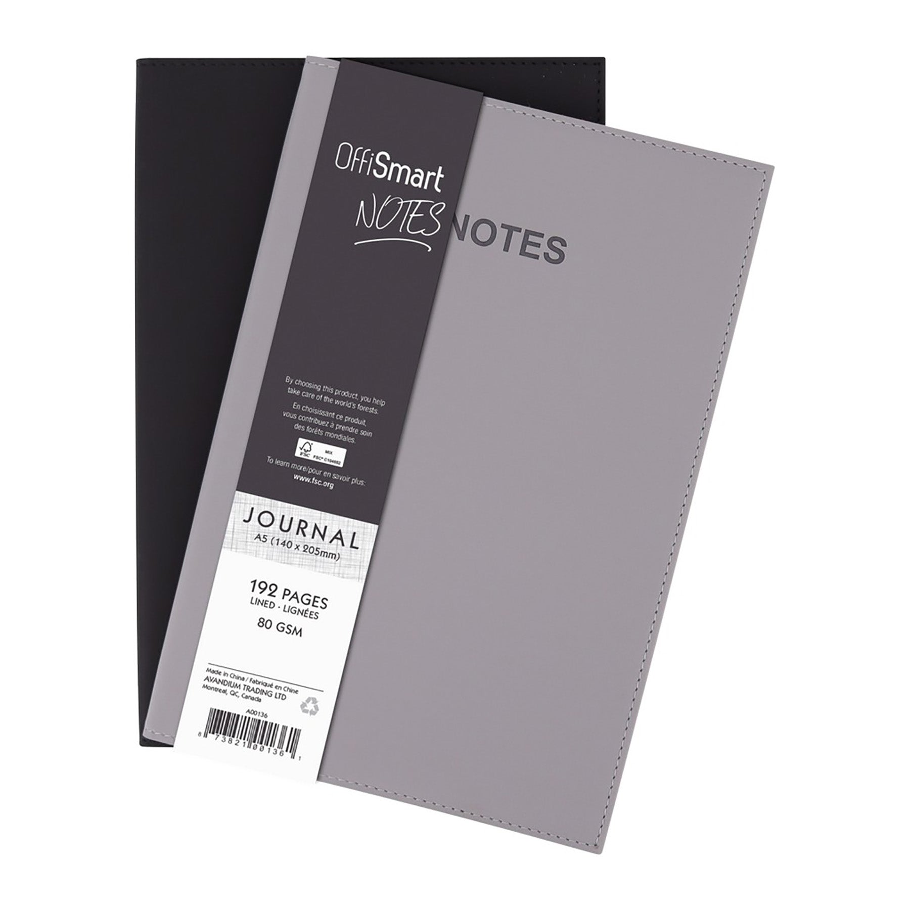 Offismart Leatherette Notebook A5 192 Lined Pages 5.8x8.3in