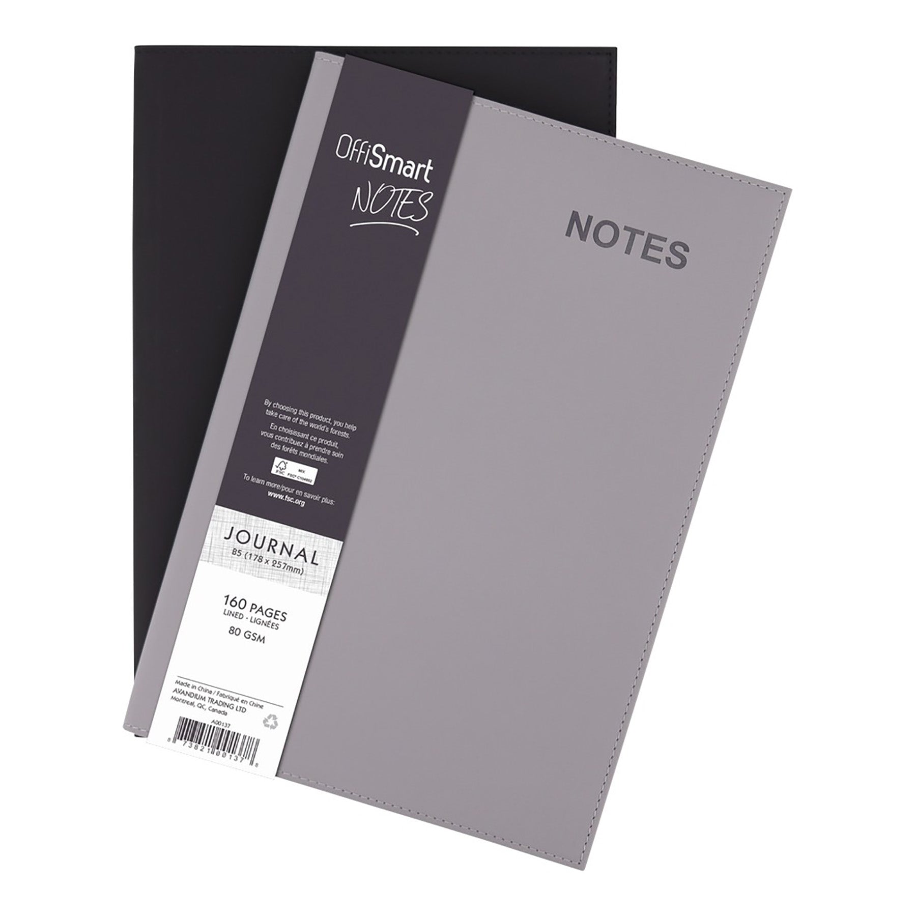 Offismart Leatherette Notebook B5 192 Lined Pages 7.5x10in
