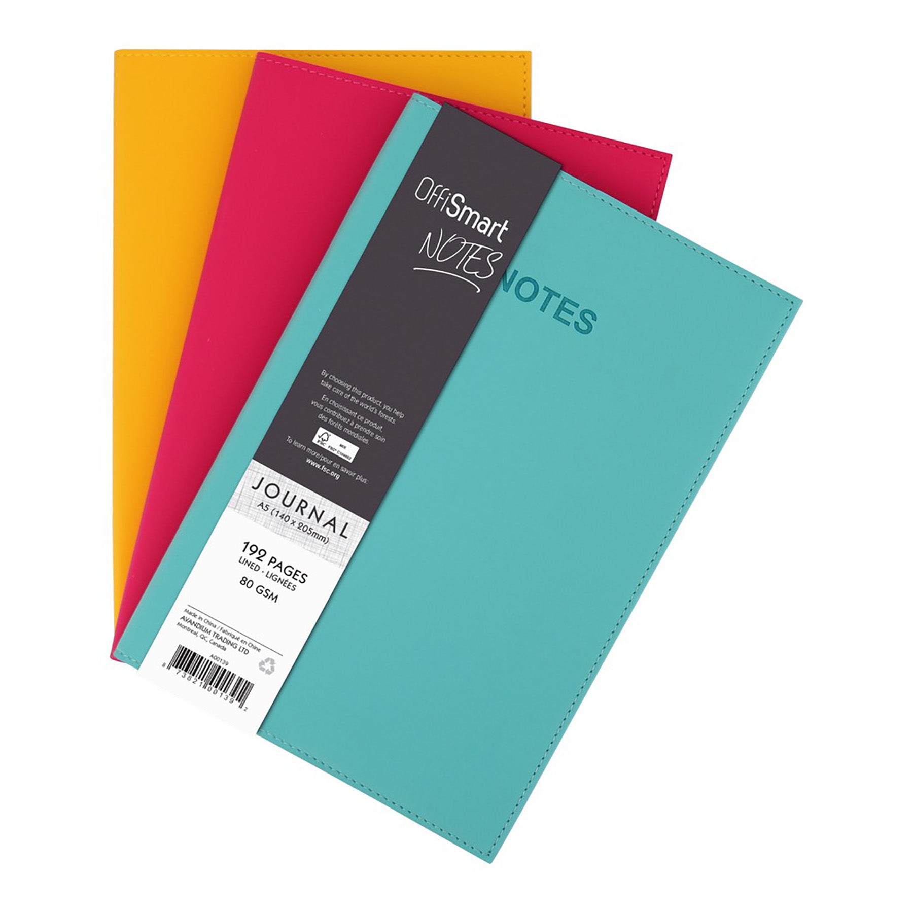 Offismart Leatherette Notebook A5 192 Lined Pages 5.8x8.3in