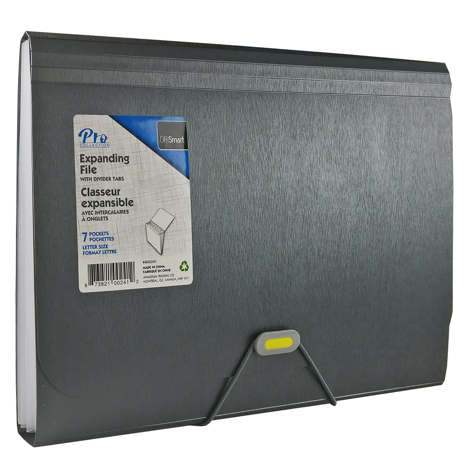 Offismart Expanding File Metallic Charcoal 7 Pockets 13x9.25x1in