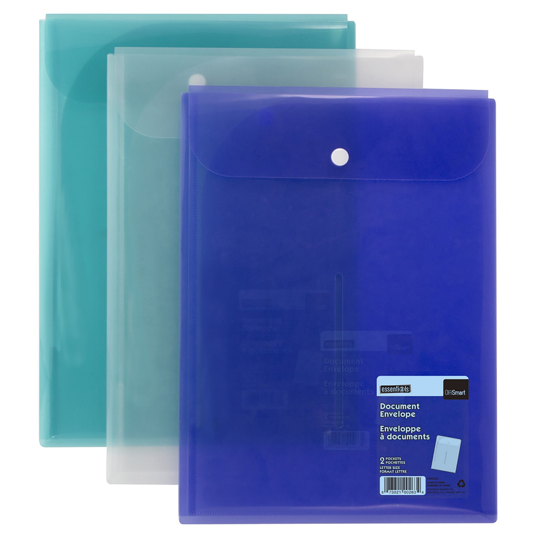 Offismart Envelope 2 Pockets Vertical Plastic 11.75x9in
