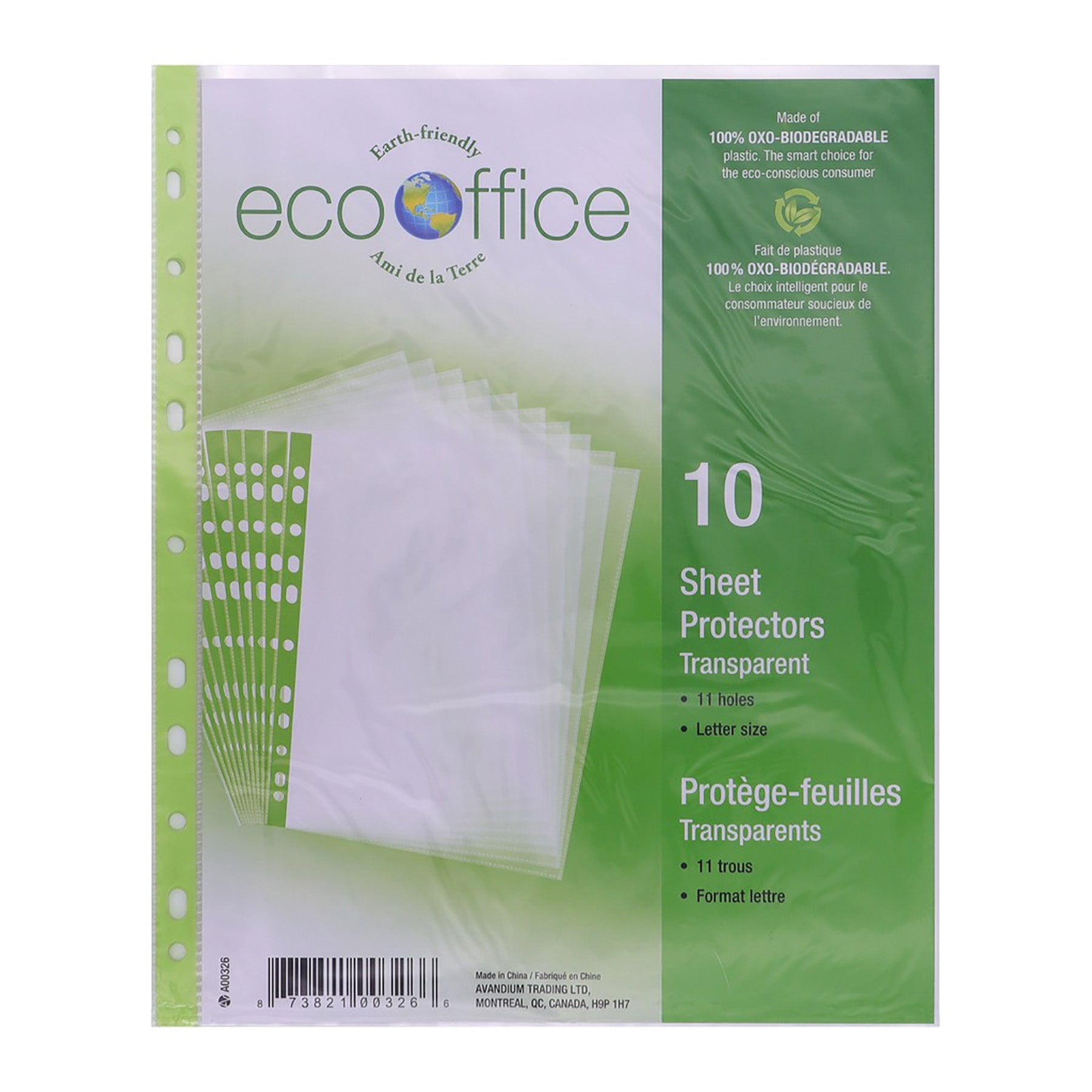 EcoOffice 10 Sheet Protectors Clear Plastic 11.25x8.5in
