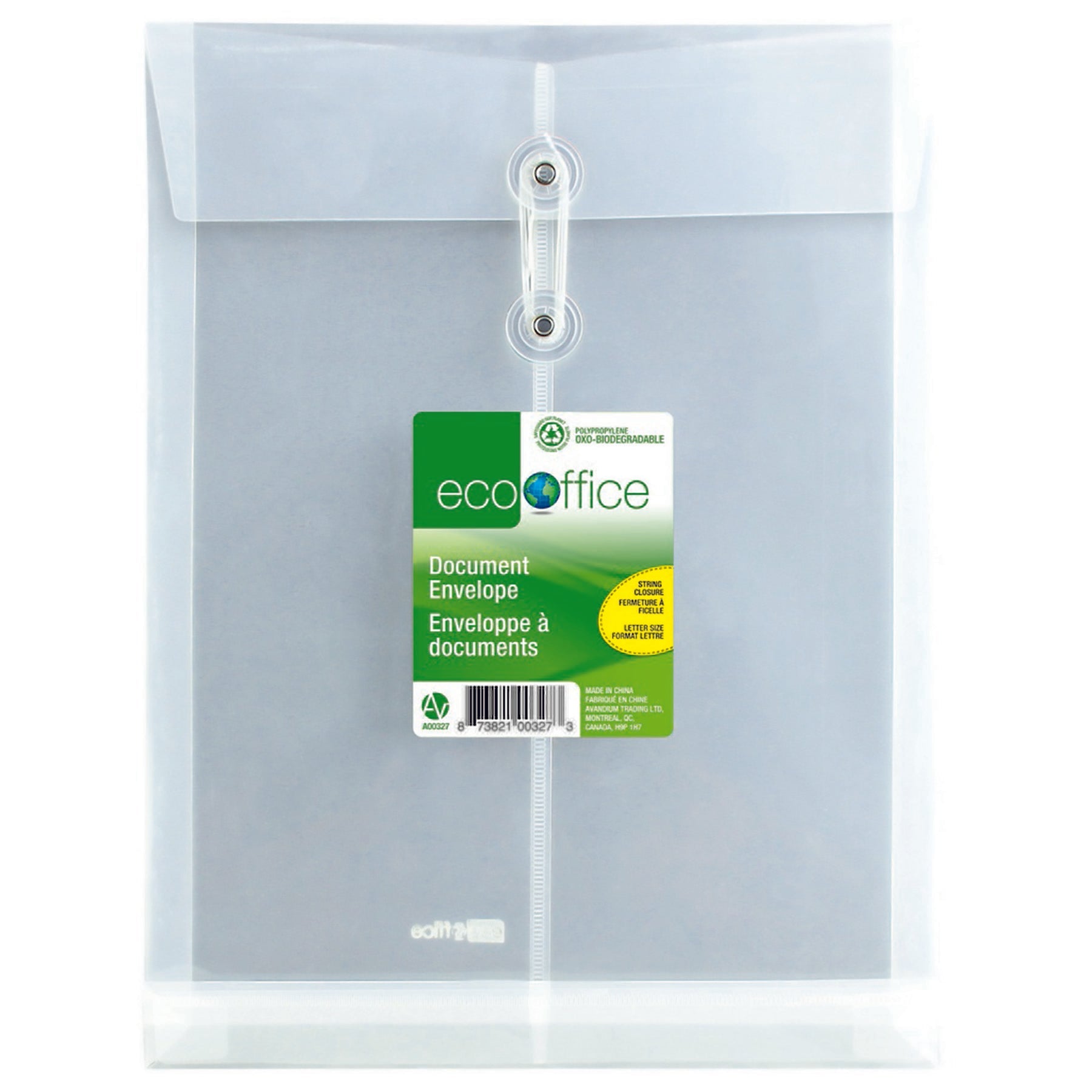 EcoOffice String Envelope Clear Plastic 13x10in 