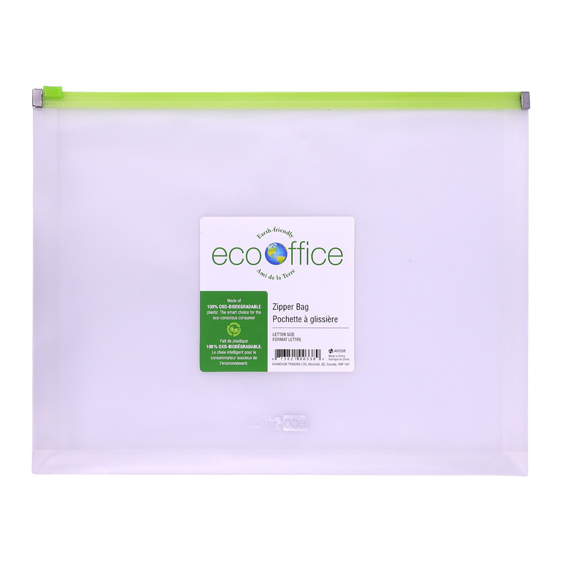 EcoOffice Expanding Zipper Envelope Clear Plastic 12.75x10in