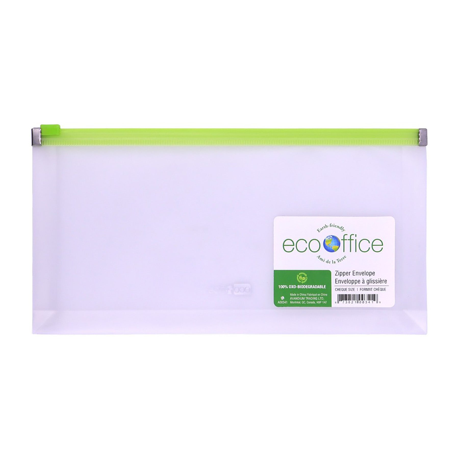 EcoOffice Expanding Zipper Envelope Clear Plastic 10.25x5.1in