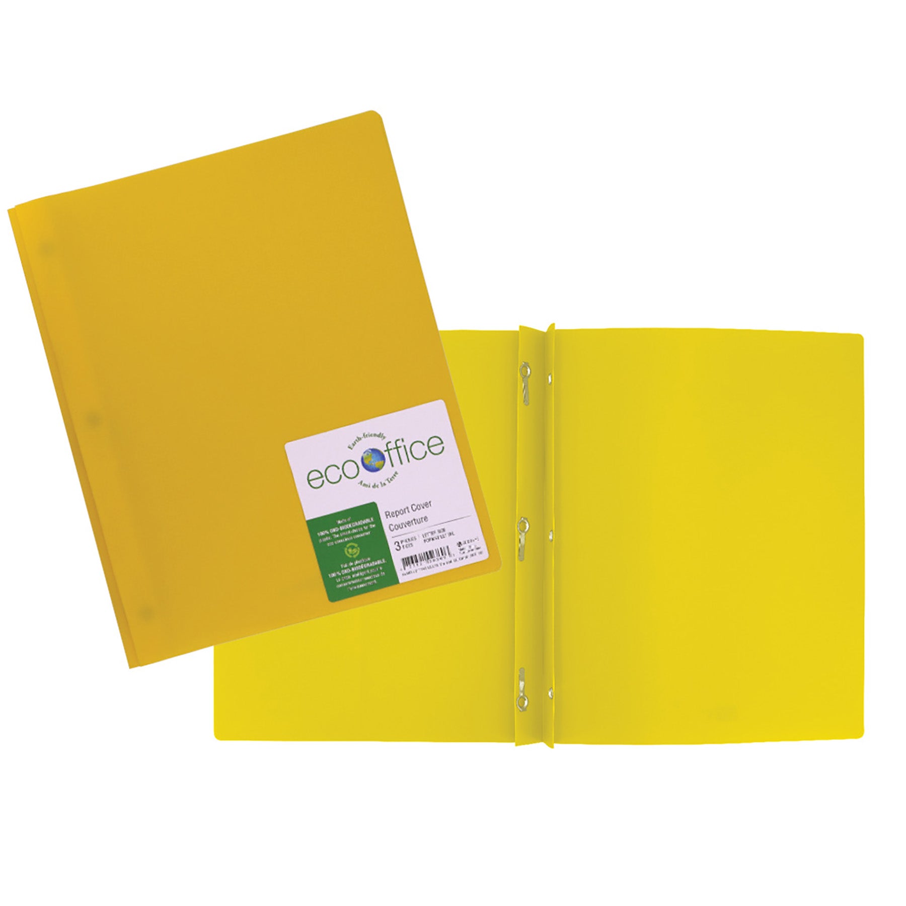 EcoOffice 3-Prong Report Cover Yellow Plastic 11.5x9.25in