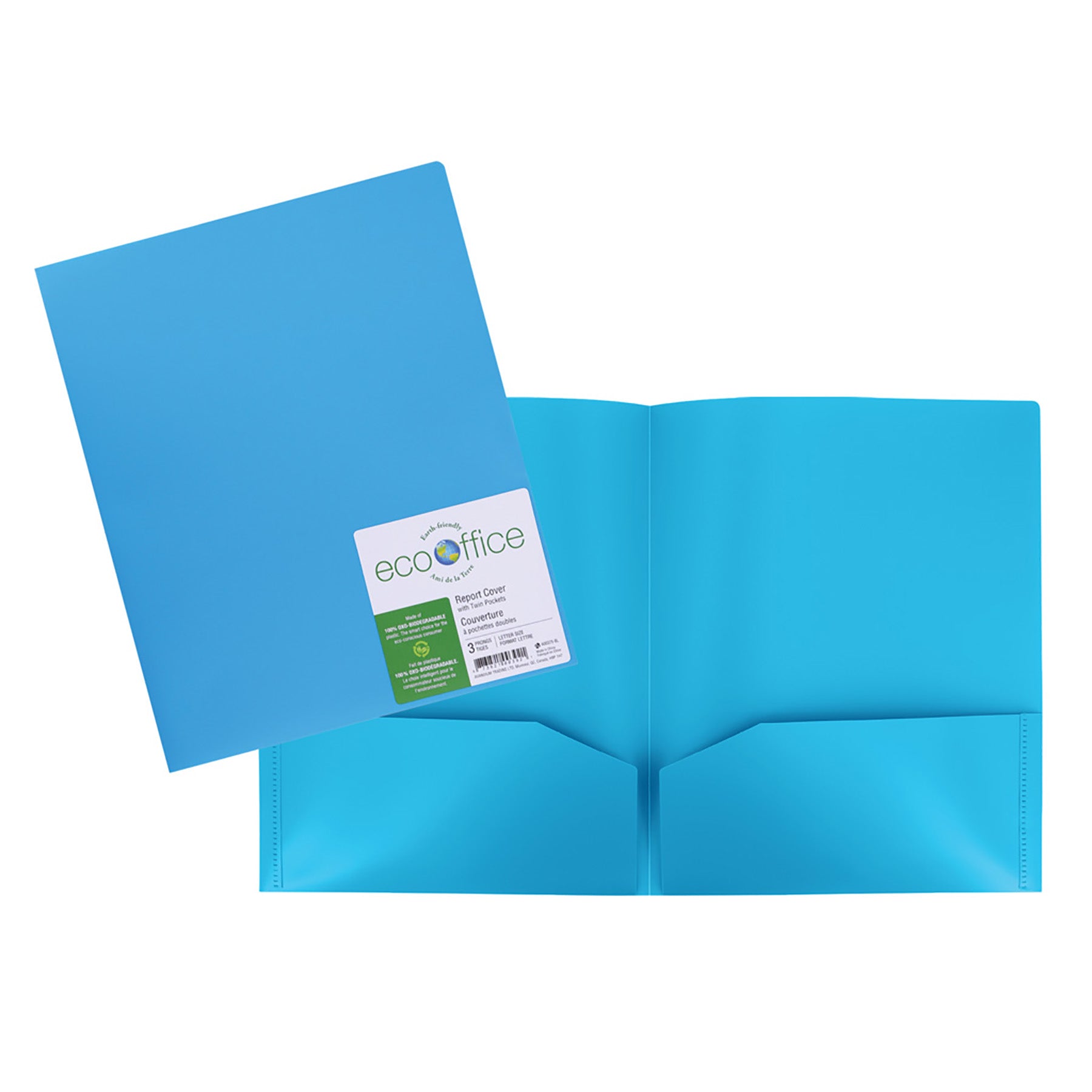 EcoOffice Portfolio 2 Pockets Blue Plastic 11.6x9.5in