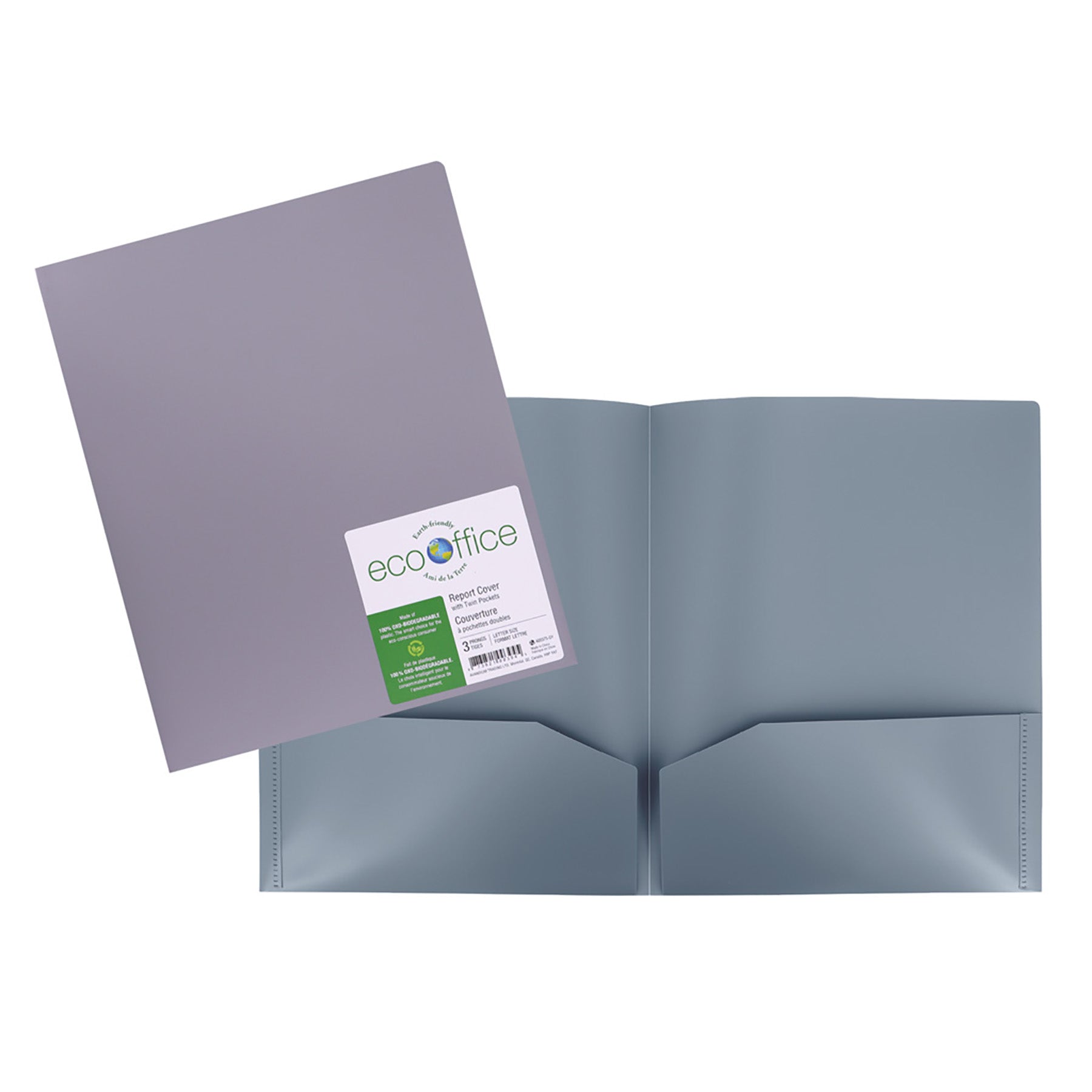 EcoOffice Portfolio 2 Pockets Grey Plastic 11.6x9.5in
