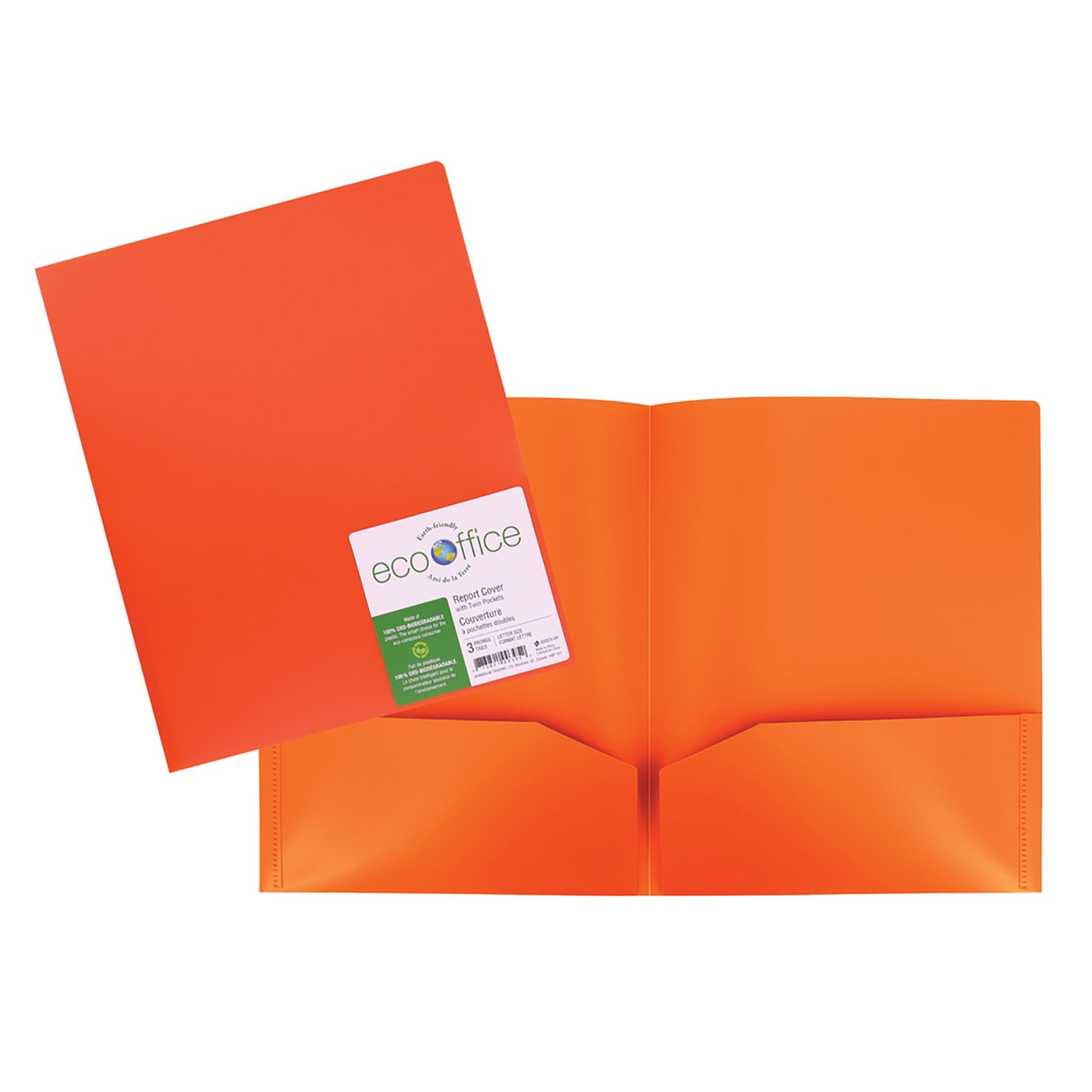 EcoOffice Portfolio 2 Pockets Orange Plastic 11.6x9.5in