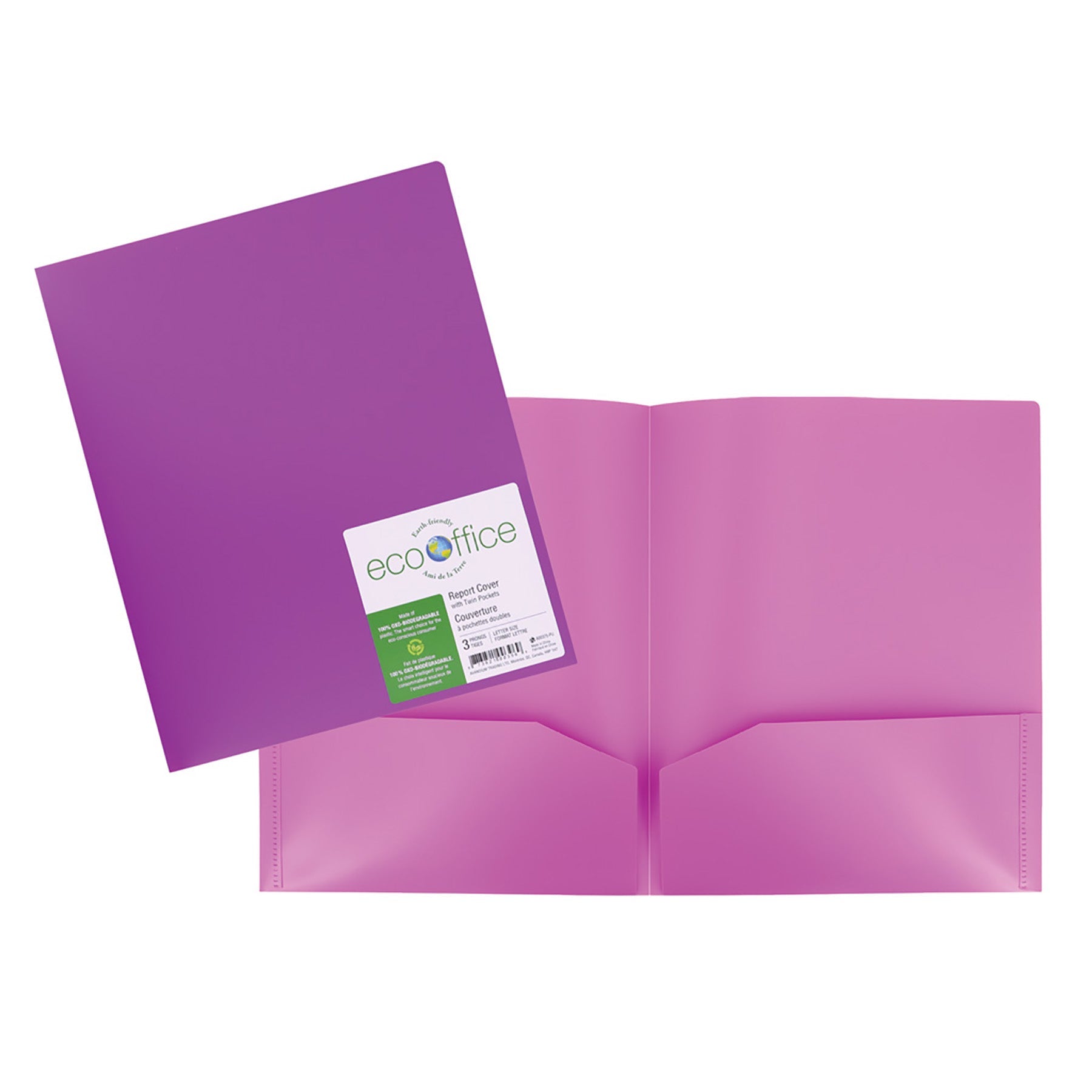 EcoOffice Portfolio 2 Pockets Purple Plastic 11.6x9.5in