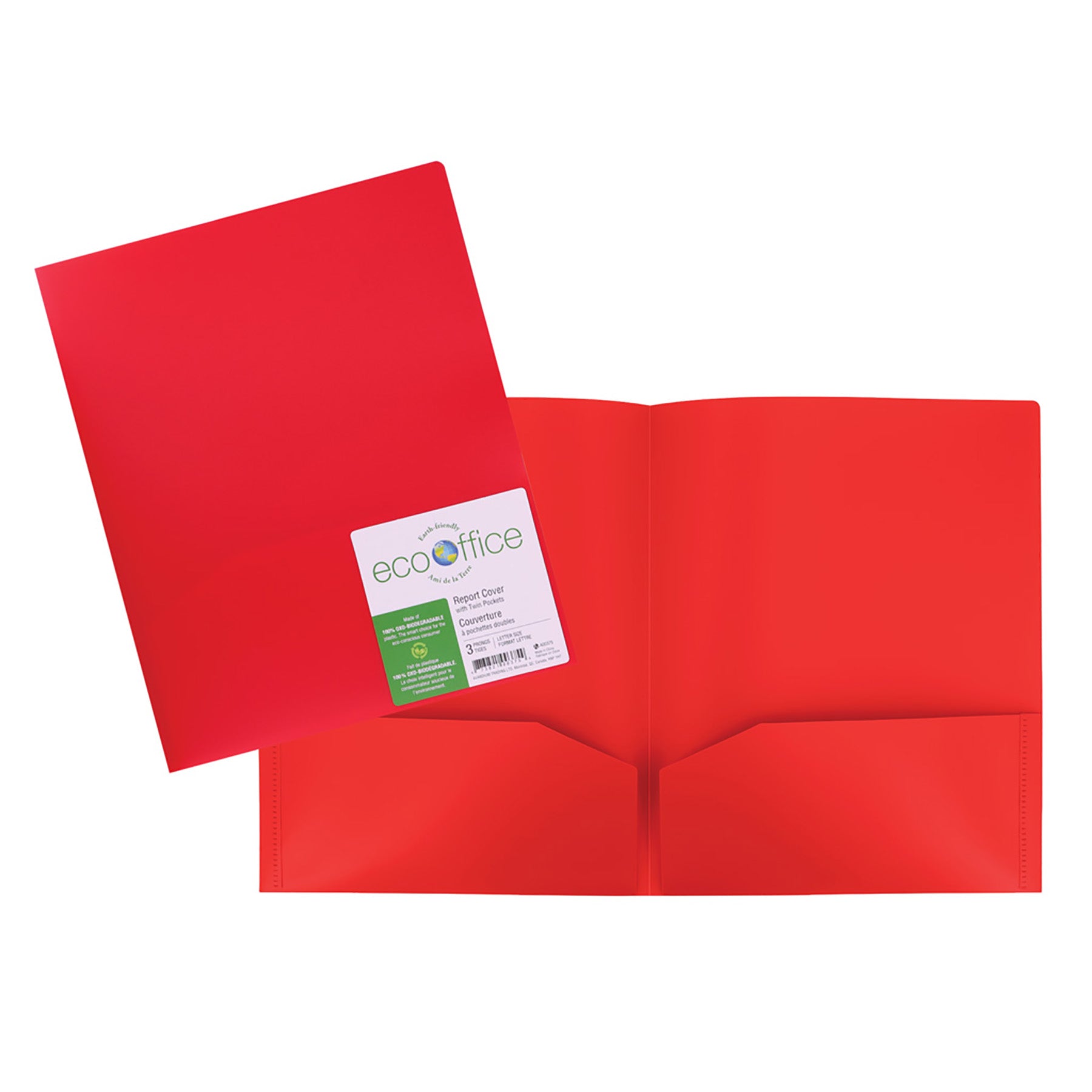 EcoOffice Portfolio 2 Pockets Red Plastic 11.6x9.5in