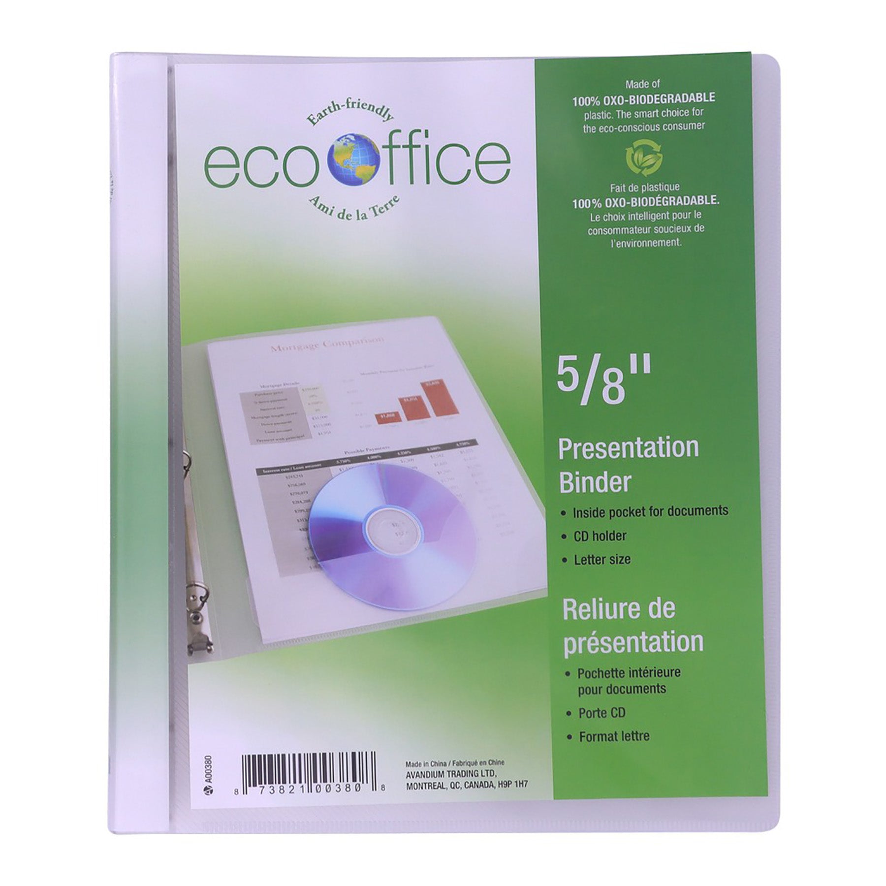 EcoOffice Presentation Binder Clear 0.62in