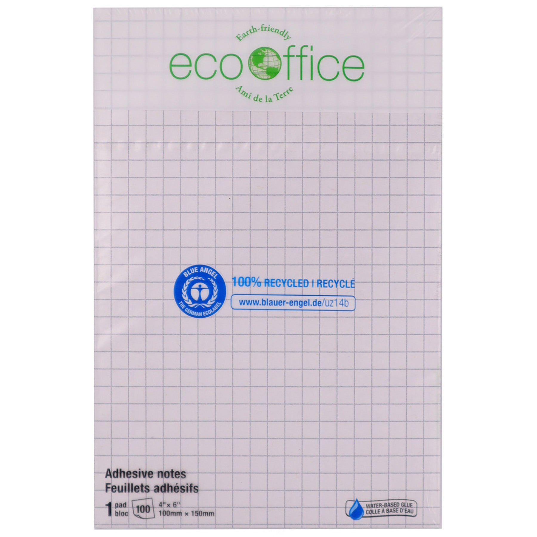 EcoOffice 100 Sheets Adhesive Notes 4x6in 