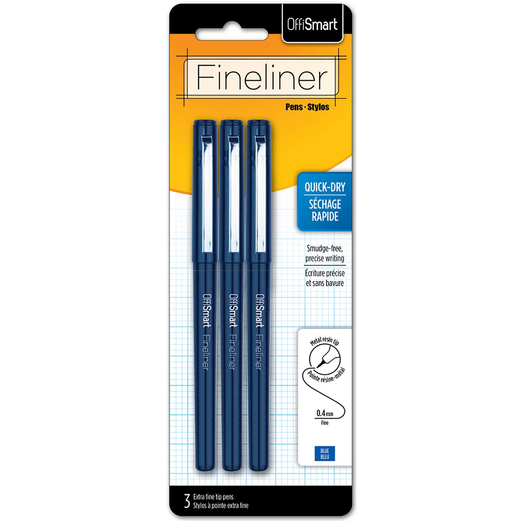 Offismart 3 Fineliners Blue Ink 0.4mm