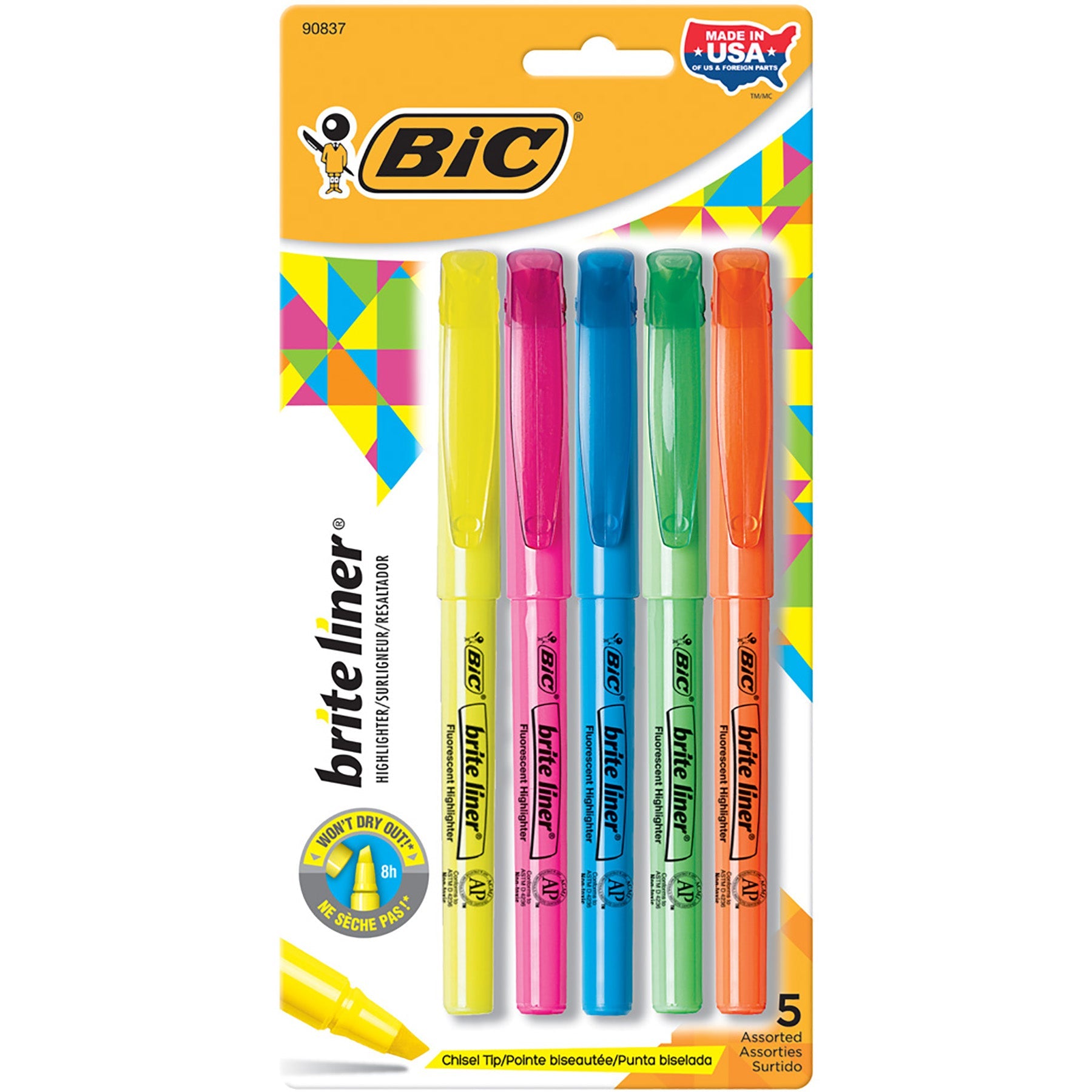 Bic 5 Brite-Liner Highlighter Chisel Tip  