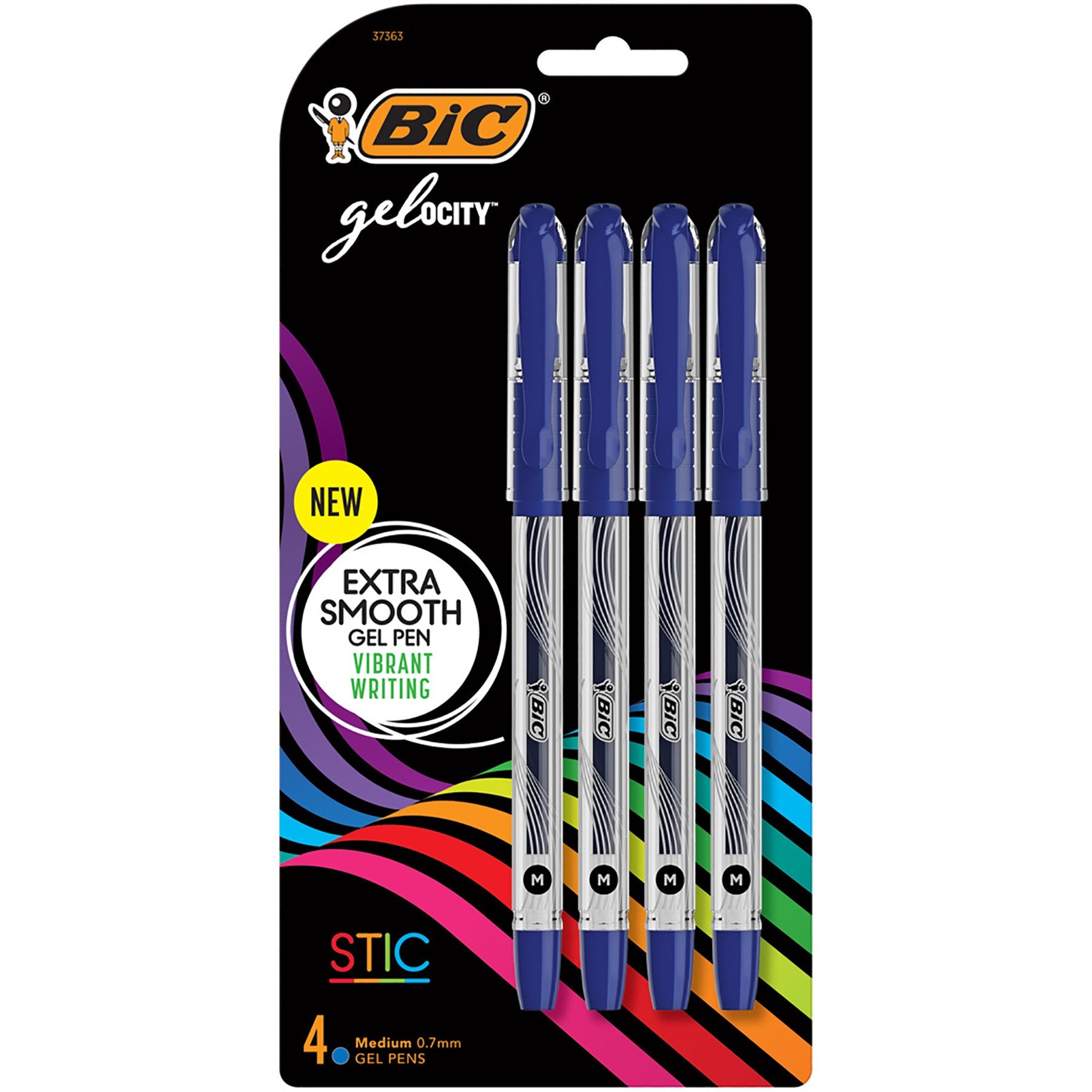 Bic Gelocity 4 Stic Gel Pens Blue Ink 0.7mm