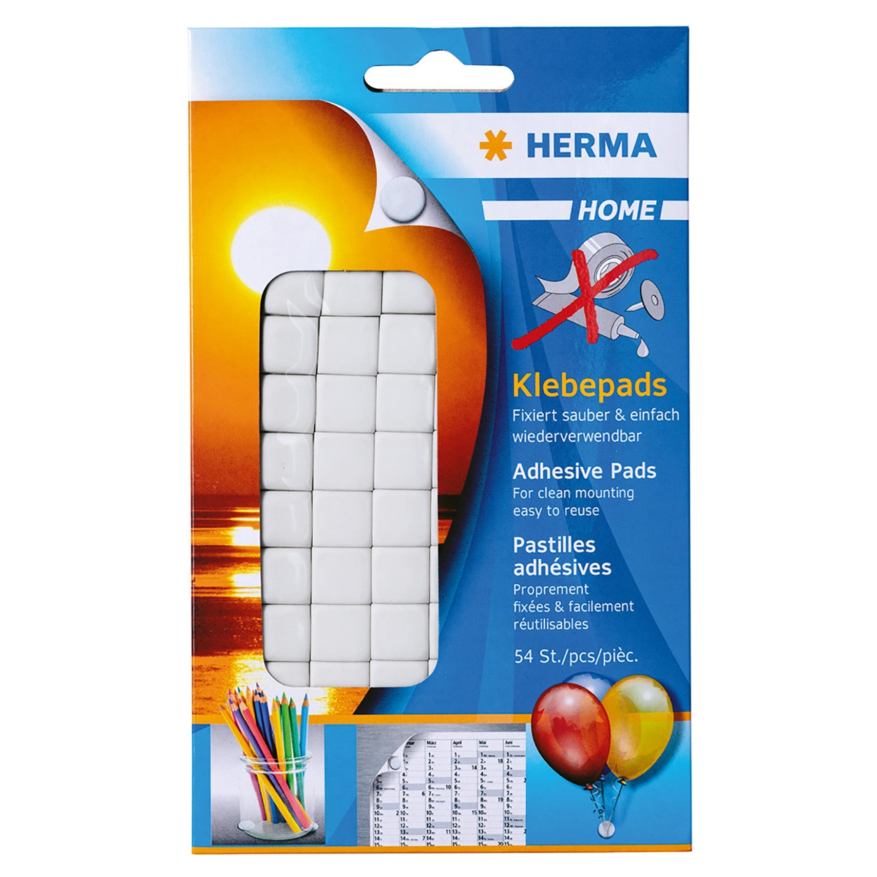 Herma 54pcs Adhesive Pre-cut Tabs White 0.4in Square
