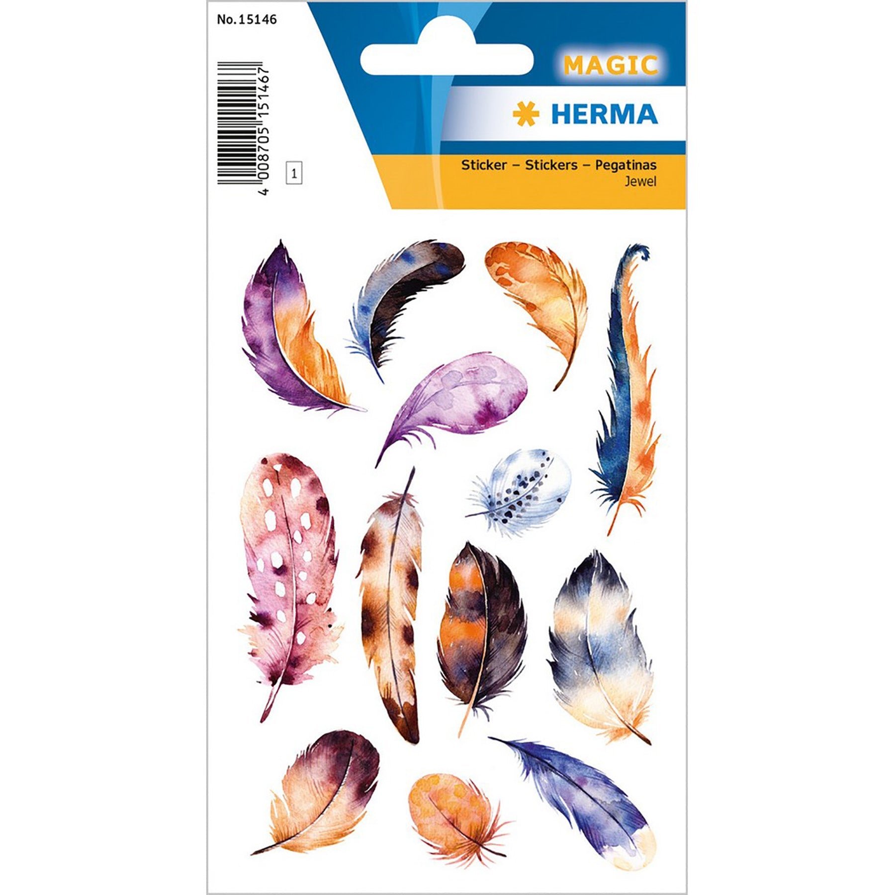 Herma Magic Stickers Feathers with Jewel 4.75x3.1in Sheet