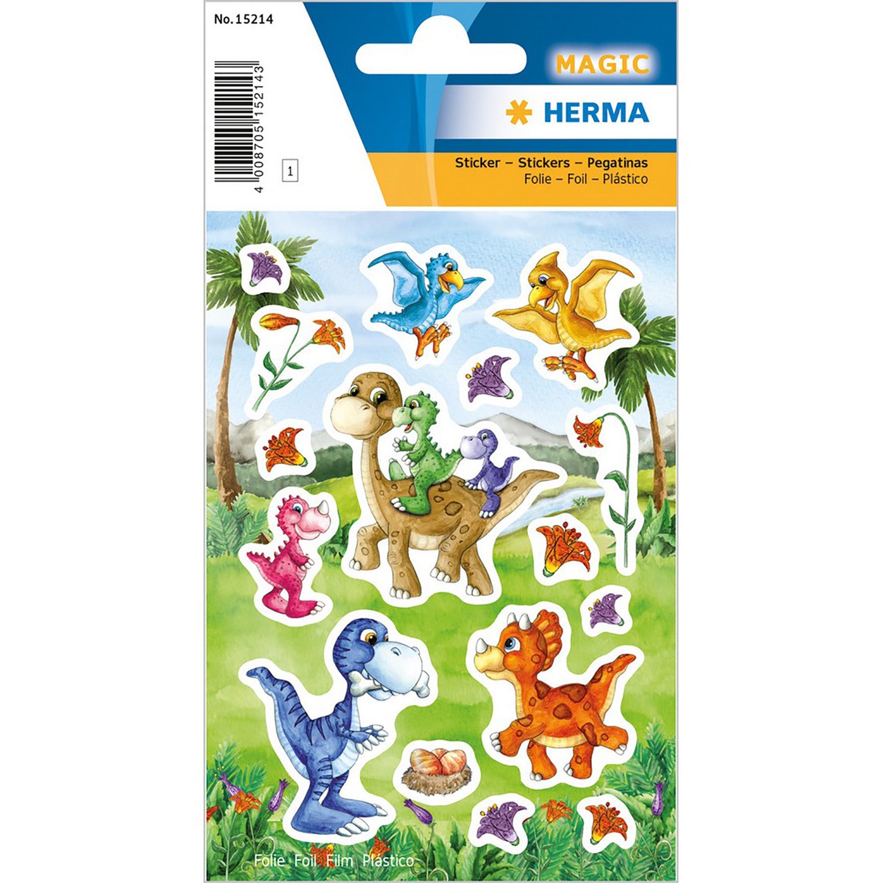Herma Magic Stickers Dino Kids Foil 4.75x3.1in Sheet