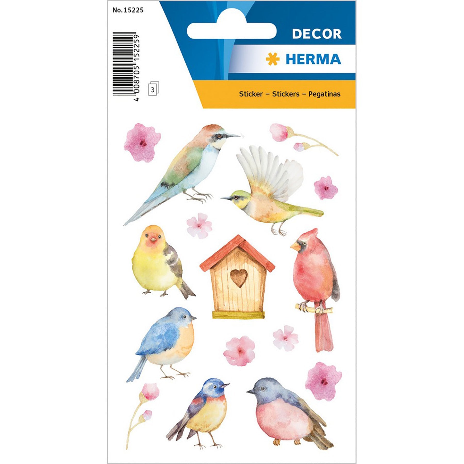 Herma Décor 3 Sheets Stickers Songbirds 4.75x3.1in Sheet