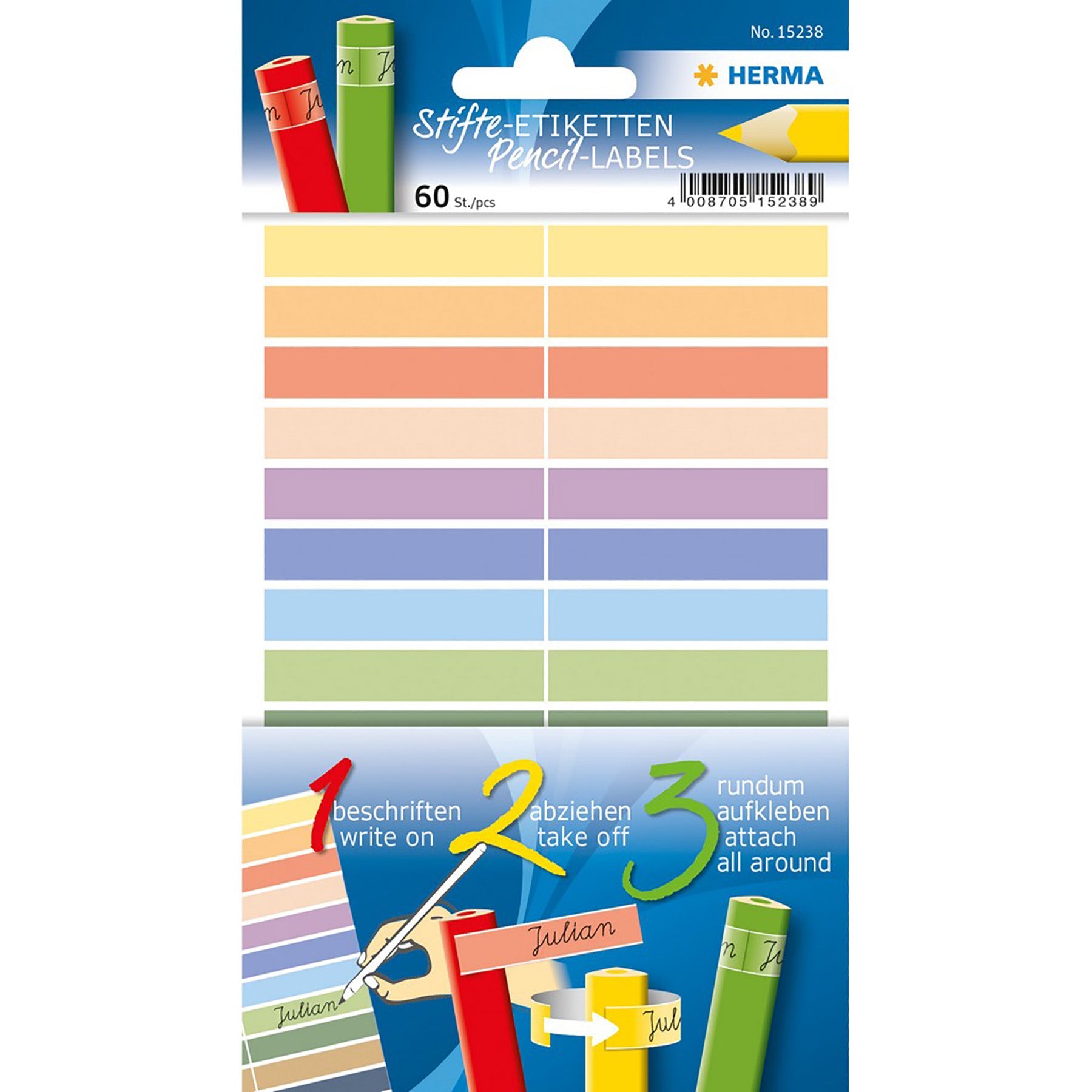 Herma Pencil Labels Assorted 0.39x1.8in each