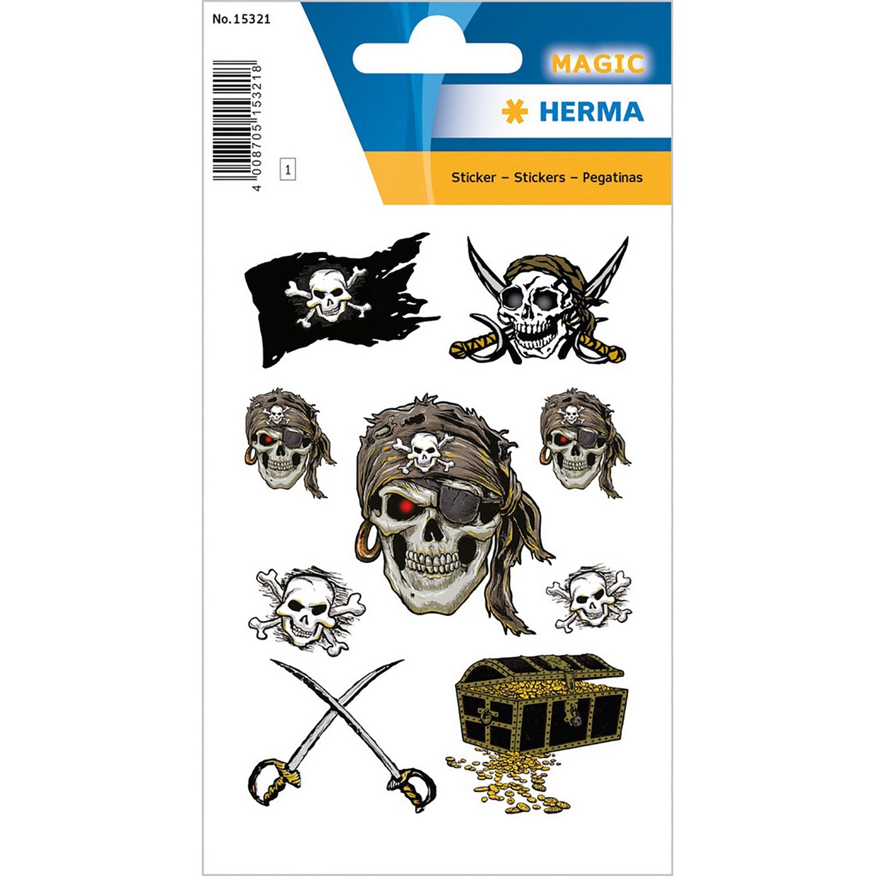 Herma Magic Stickers Pirate Glitter Foil 4.75x3.1in Sheet