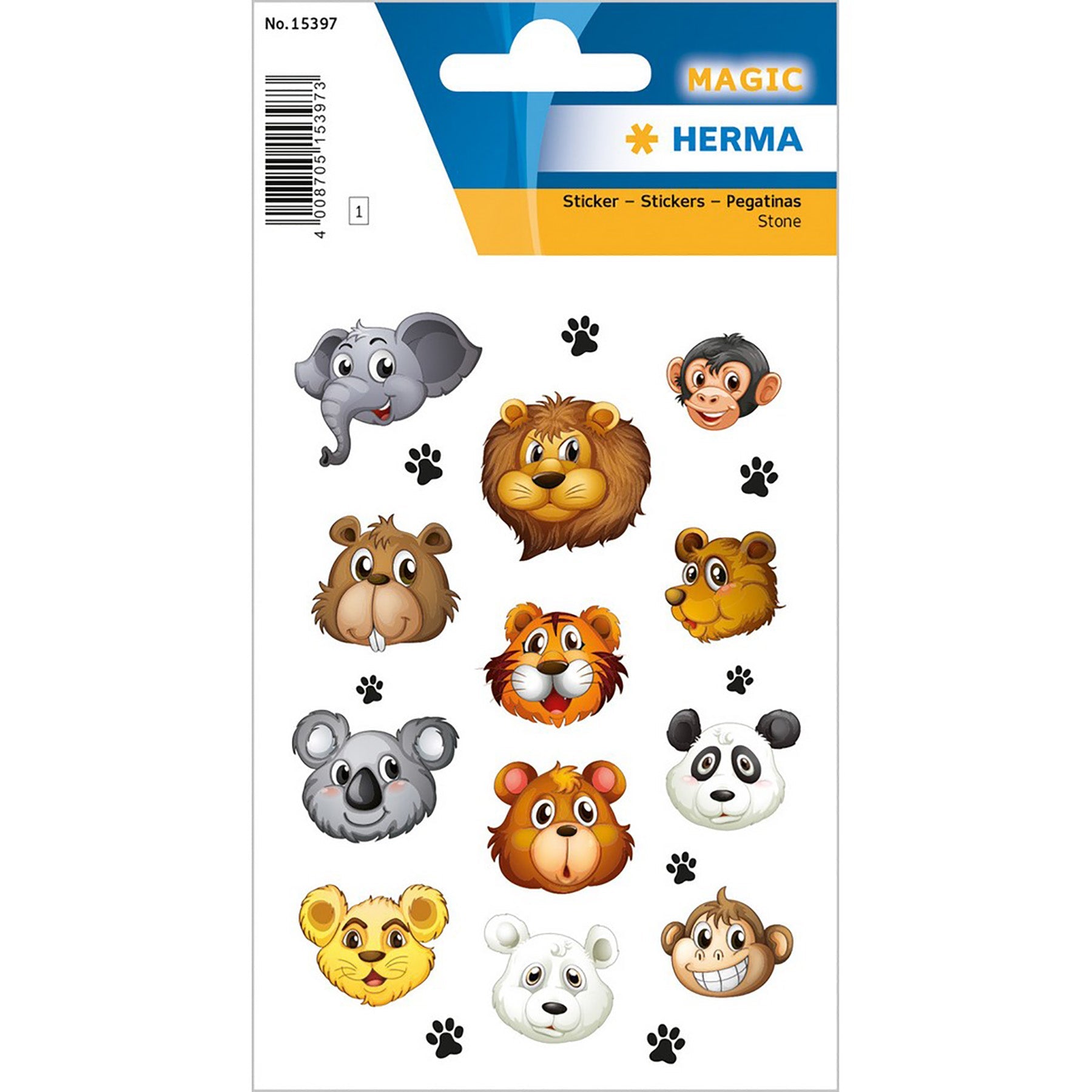 Herma Magic Stickers Animal Faces Transpuffy 4.75x3.1in Sheet