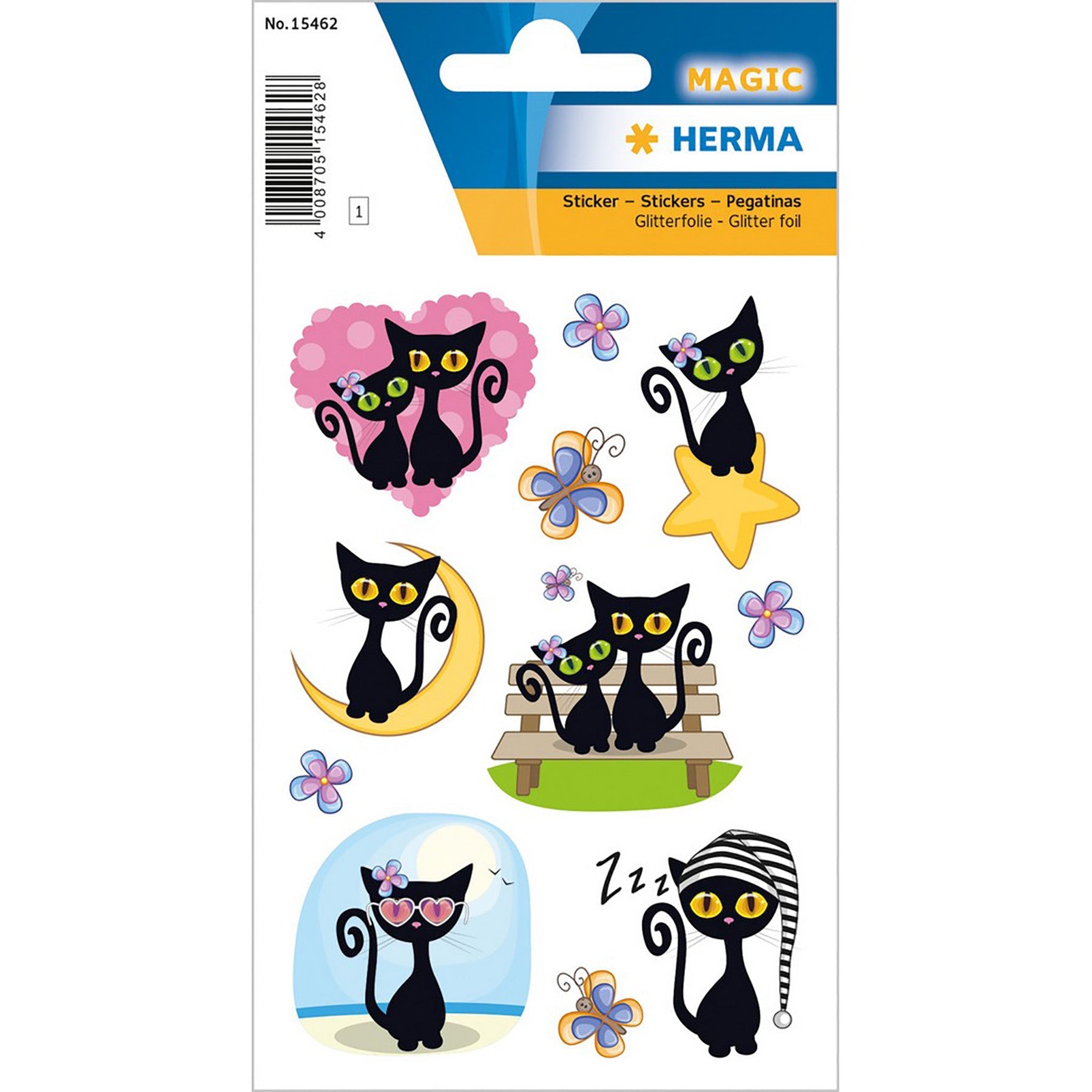 Herma Magic Stickers Cute Cat Glitter 4.75x3.1in Sheet
