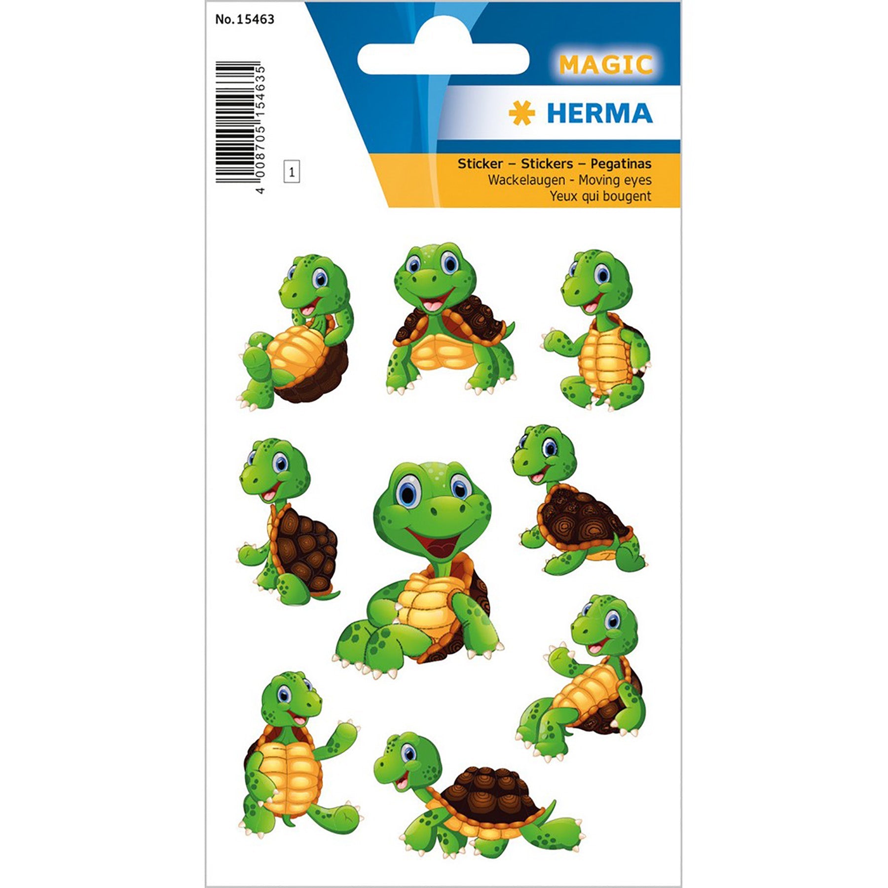 Herma Magic Stickers Little Turtle Moving Eyes 4.75x3.1in Sheet