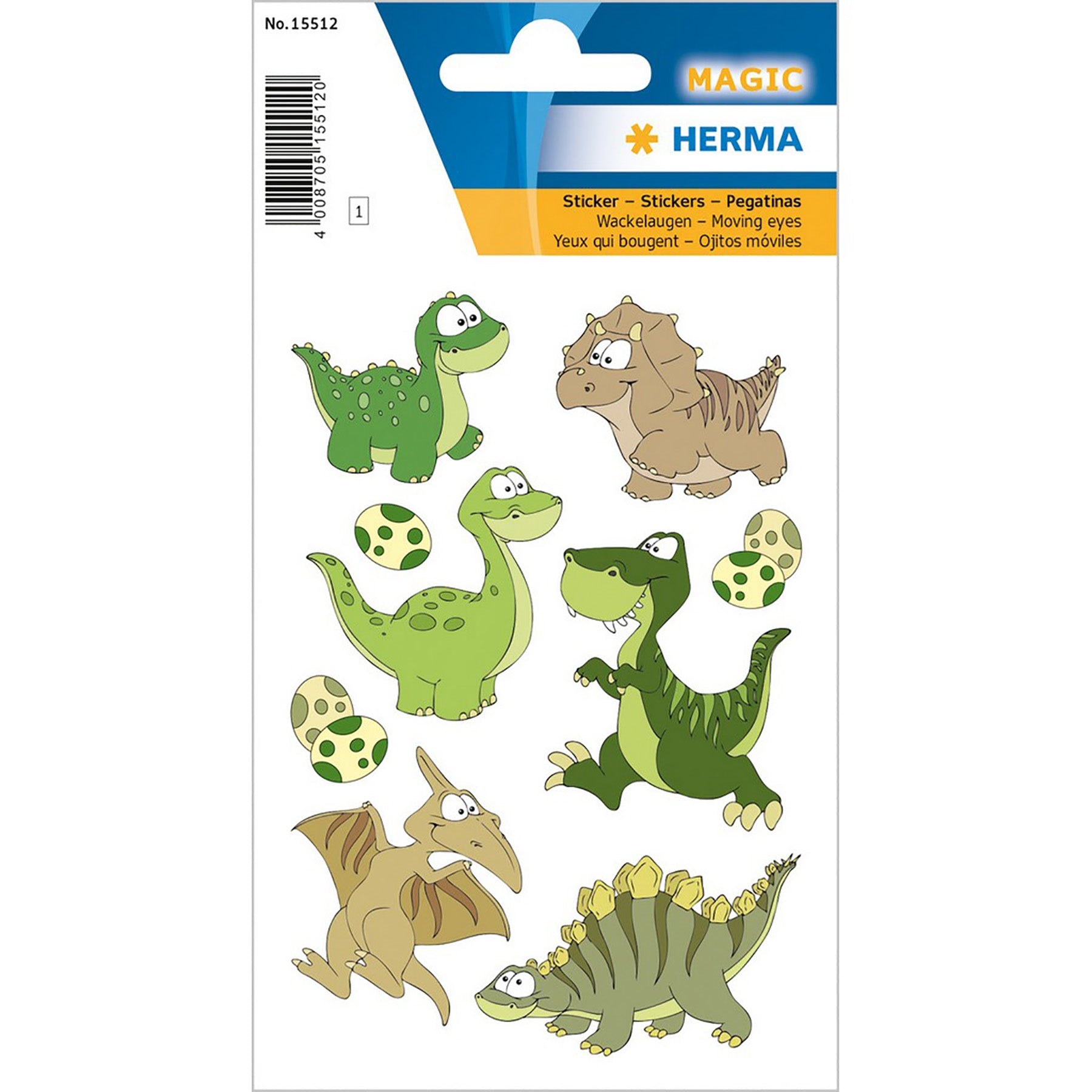 Herma Magic Stickers Dino Kids Moving Eyes 4.75x3.1in Sheet