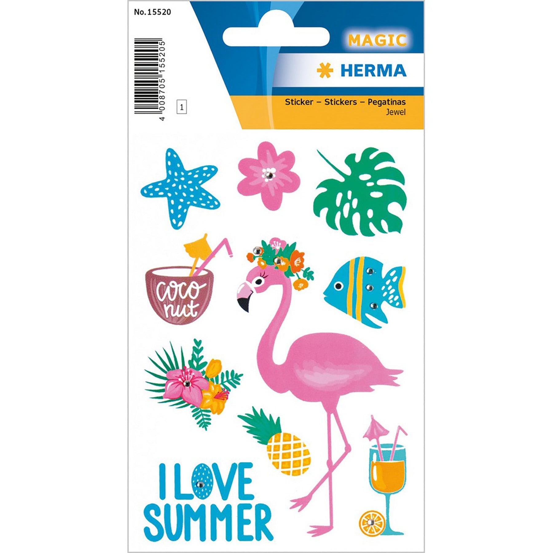 Herma Magic Stickers I Love Summer with Jewel 4.75x3.1in Sheet