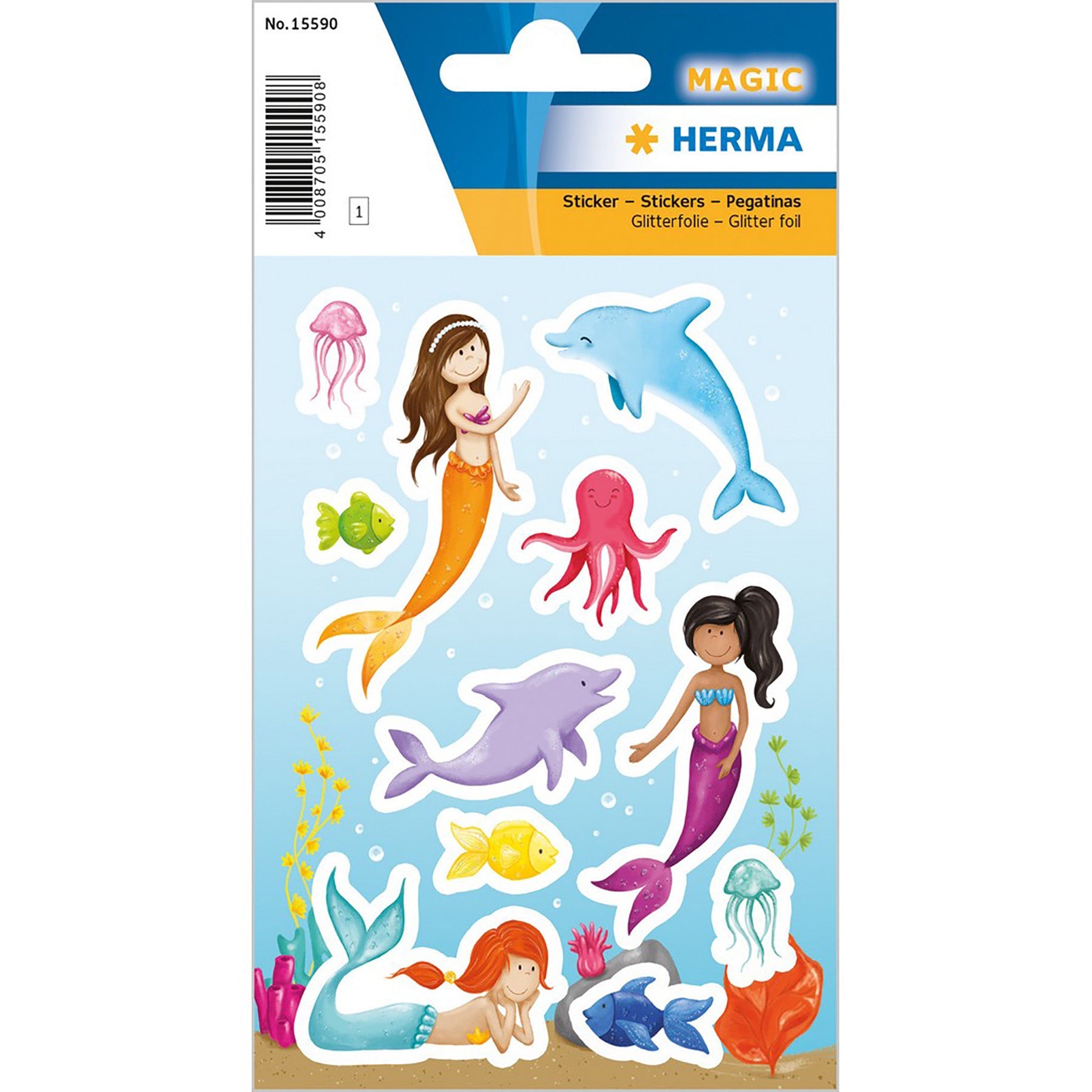 Herma Magic Stickers Princess of the Sea Glitter Foil 4.75x3.1in Sheet