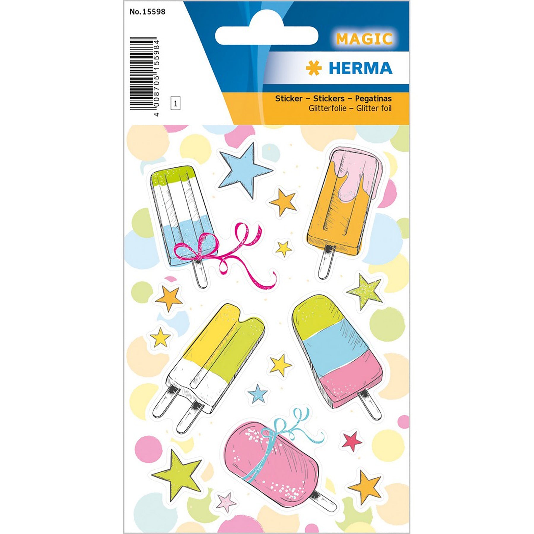 Herma Magic Stickers Popsicle Glitter Foil 4.75x3.1in Sheet