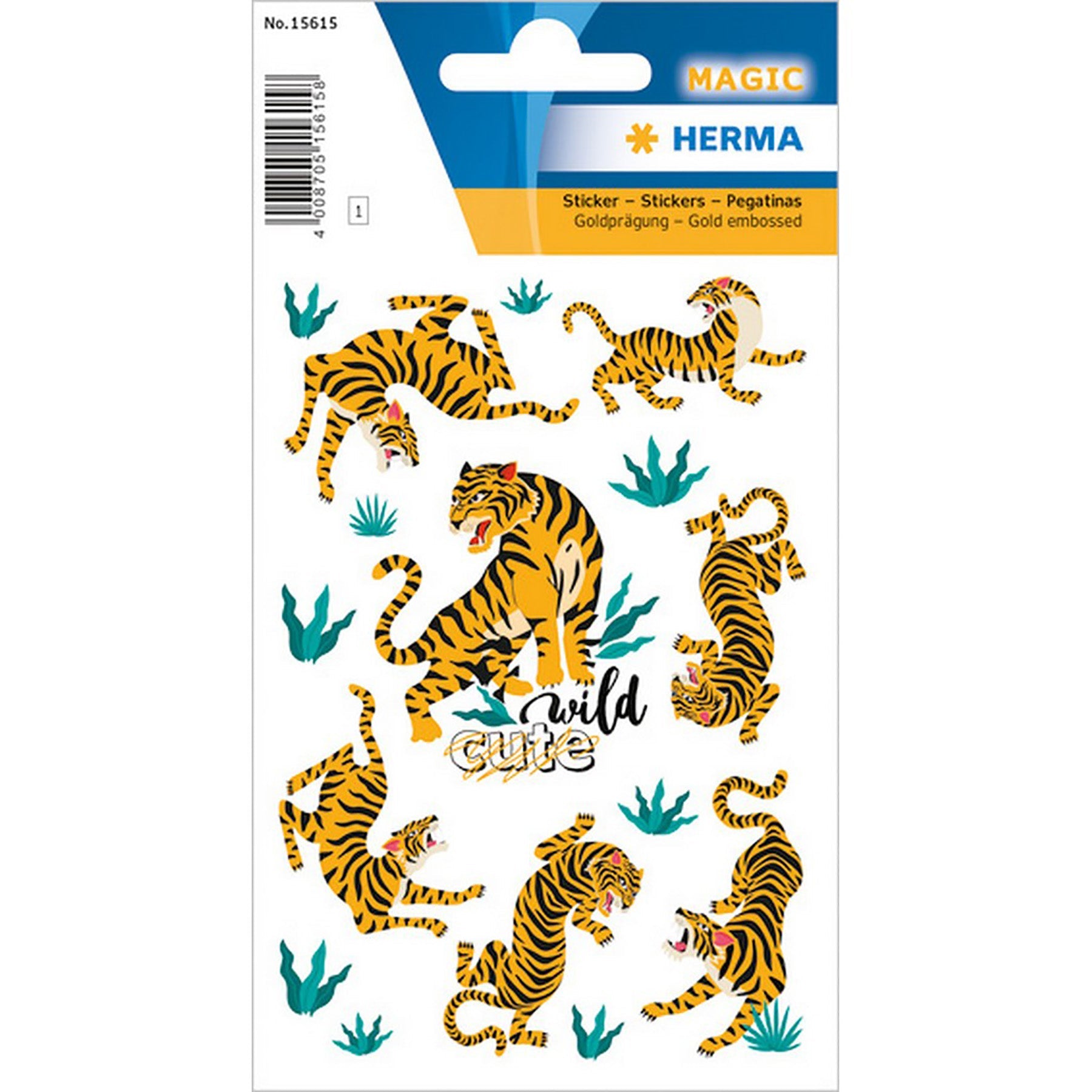 Herma Magic Stickers Wild Tiger Gold Embossed 4.75x3.1in Sheet
