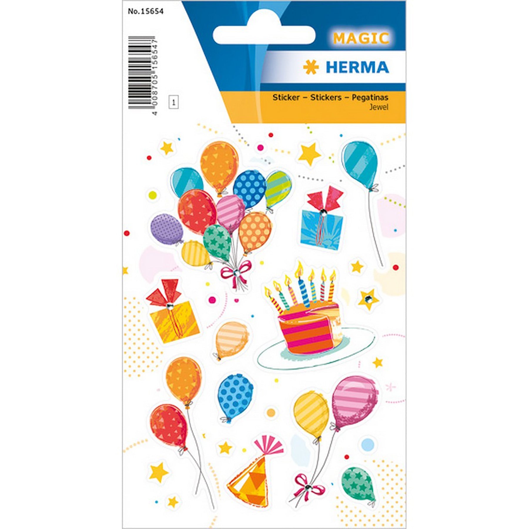 Herma Magic Stickers Birthday Party with Jewel 4.75x3.1in Sheet