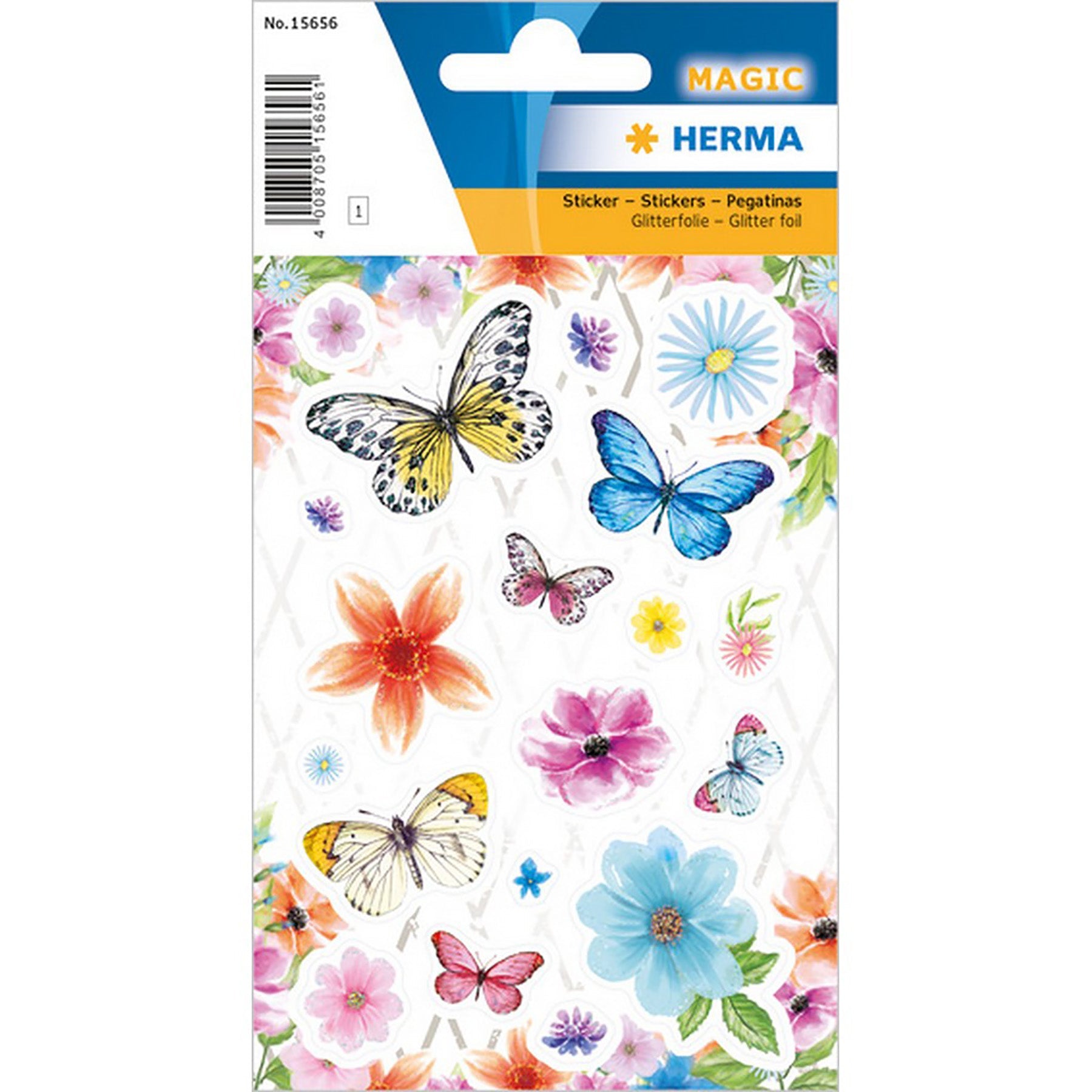 Herma Magic Stickers Flower Paradise Glitter Foil 4.75x3.1in Sheet
