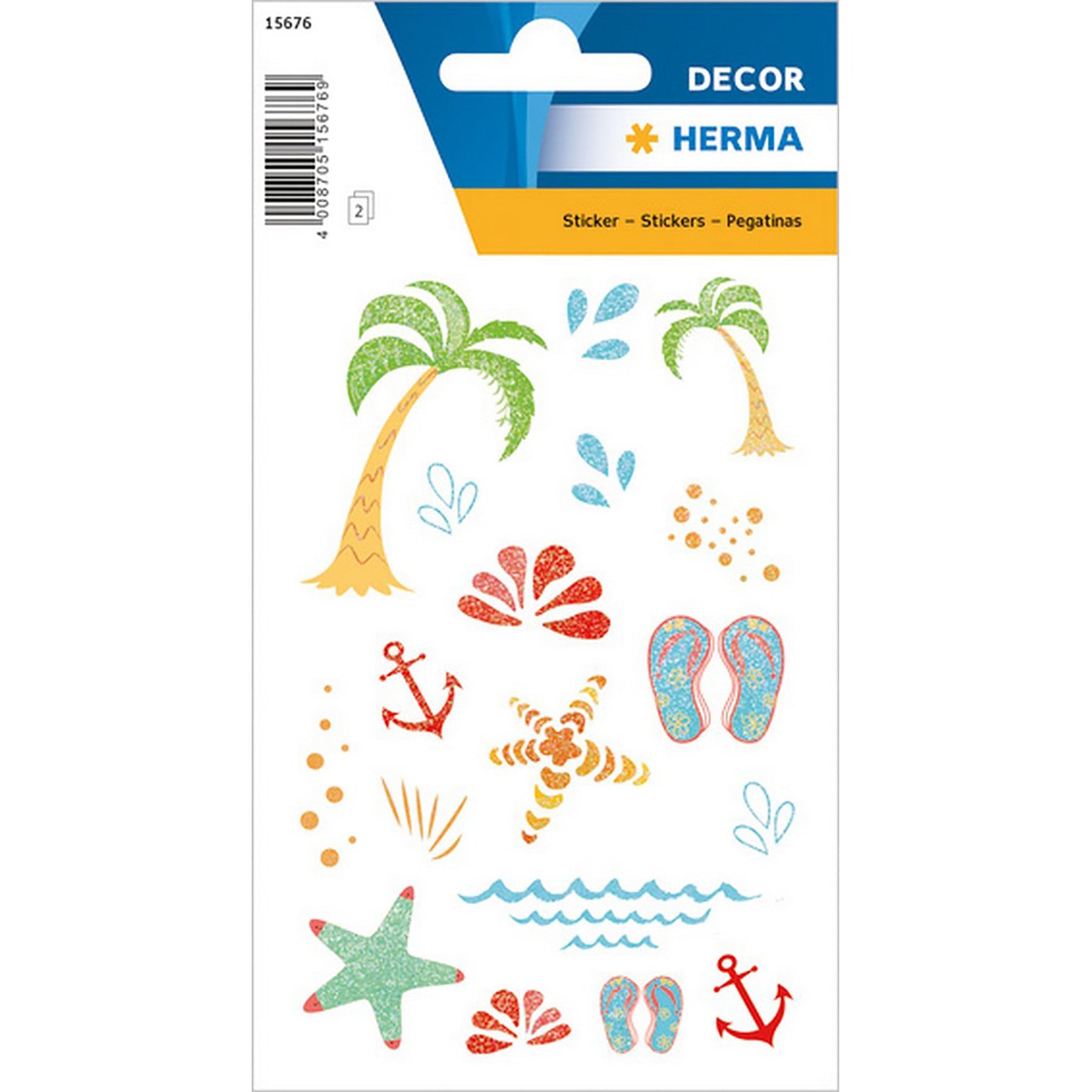 Herma Décor 2 Sheets Stickers On The Beach Glitter 4.75x3.1in Sheet