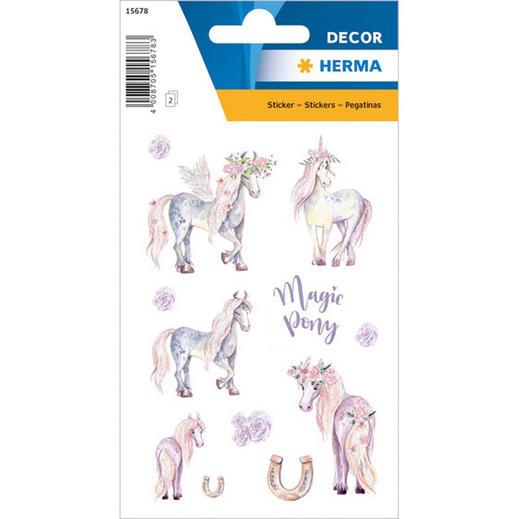 Herma Décor 2 Sheets Stickers Unicorn Magic Glitter 4.75x3.1in Sheet
