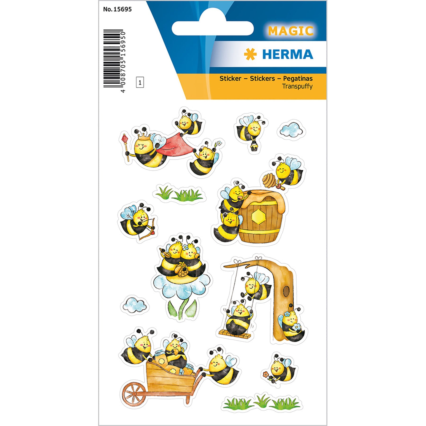 Herma Magic Stickers Bee Colony Transpuffy 4.75x3.1in Sheet