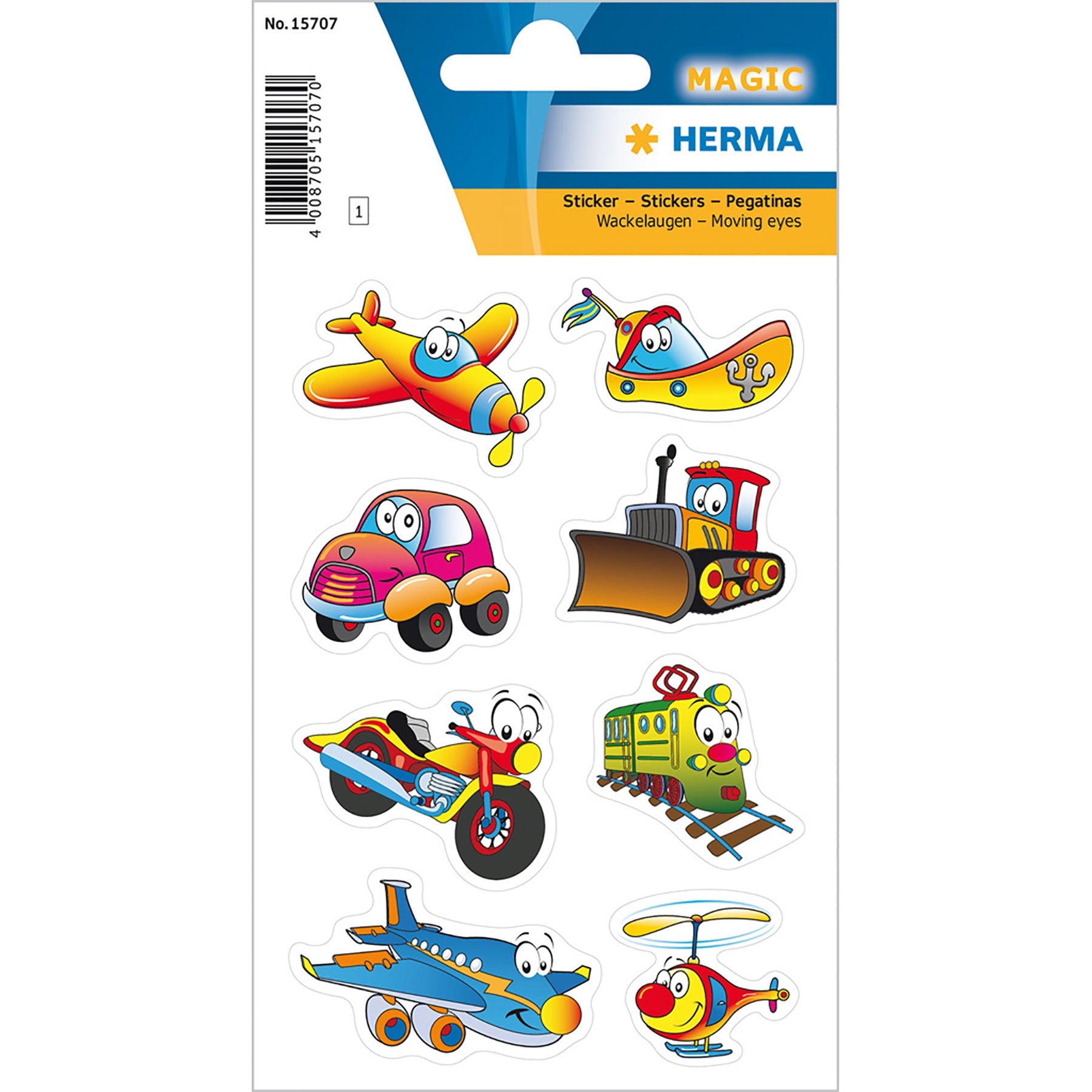 Herma Magic Stickers Vehicules with Nodding Eyes 4.75x3.1in Sheet