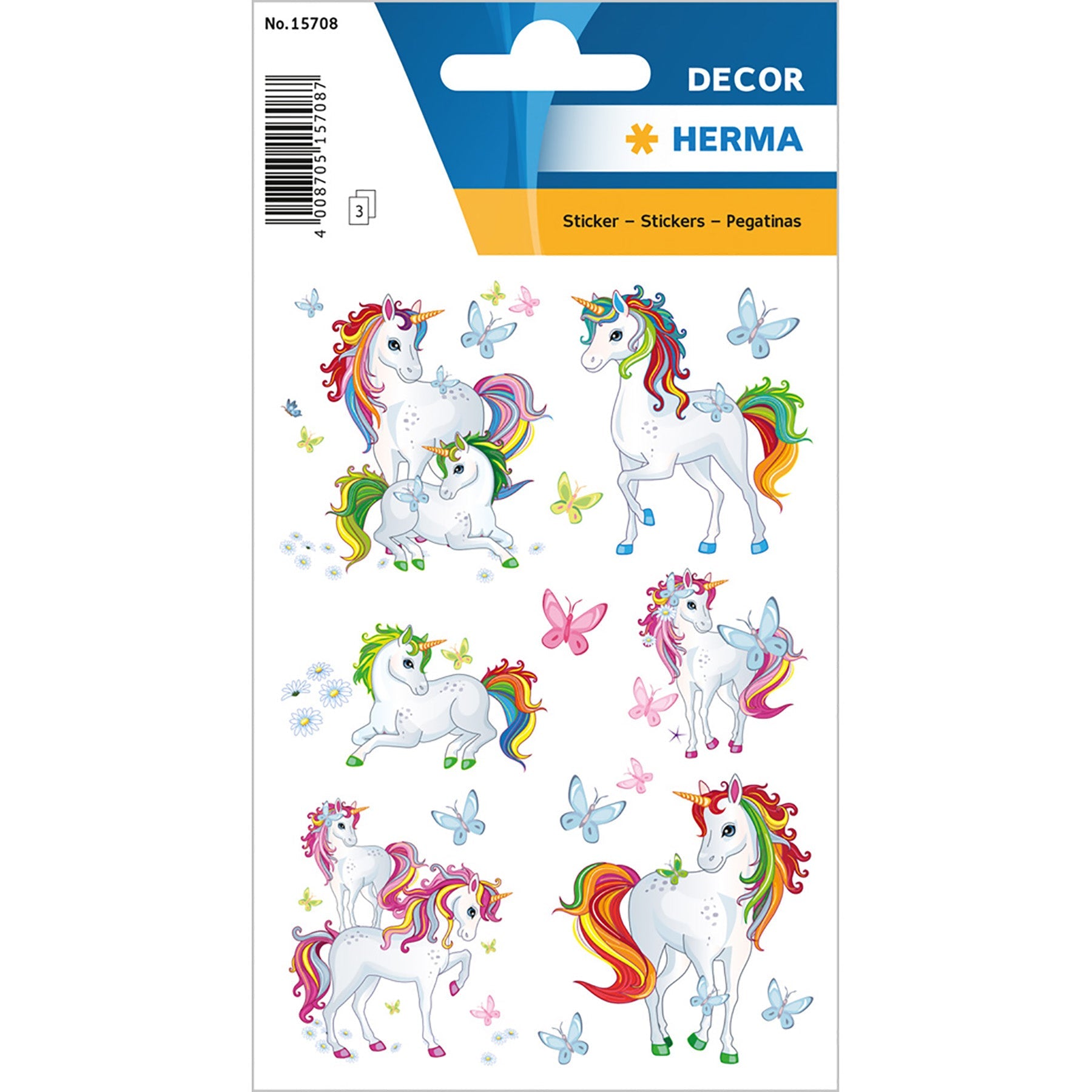 Herma Décor 3 Sheets Stickers Unicorn Best Friends 4.75x3.1in Sheet